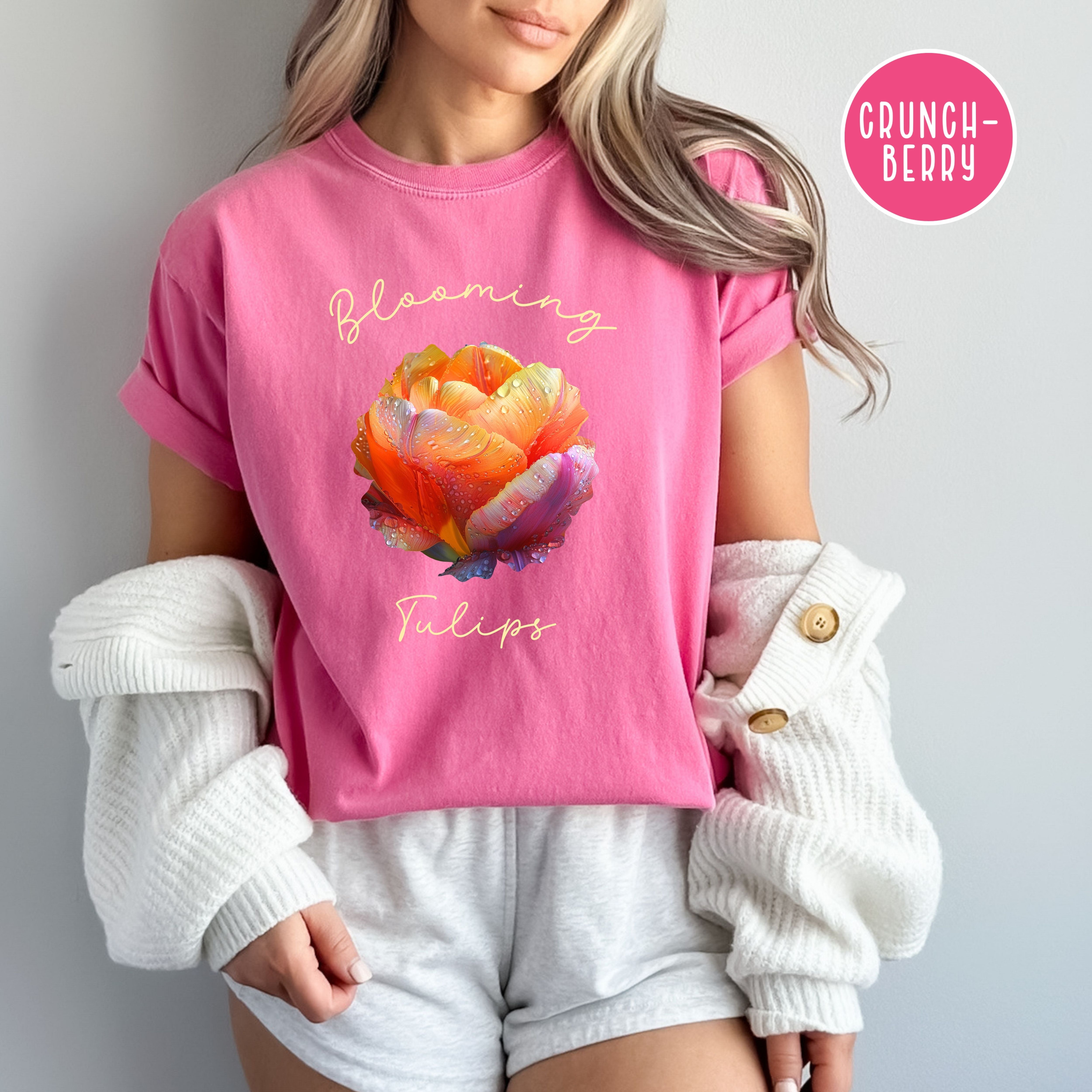 Beautiful Colorful Closeup of Tulip with Droplets Comfort Colors® Tee