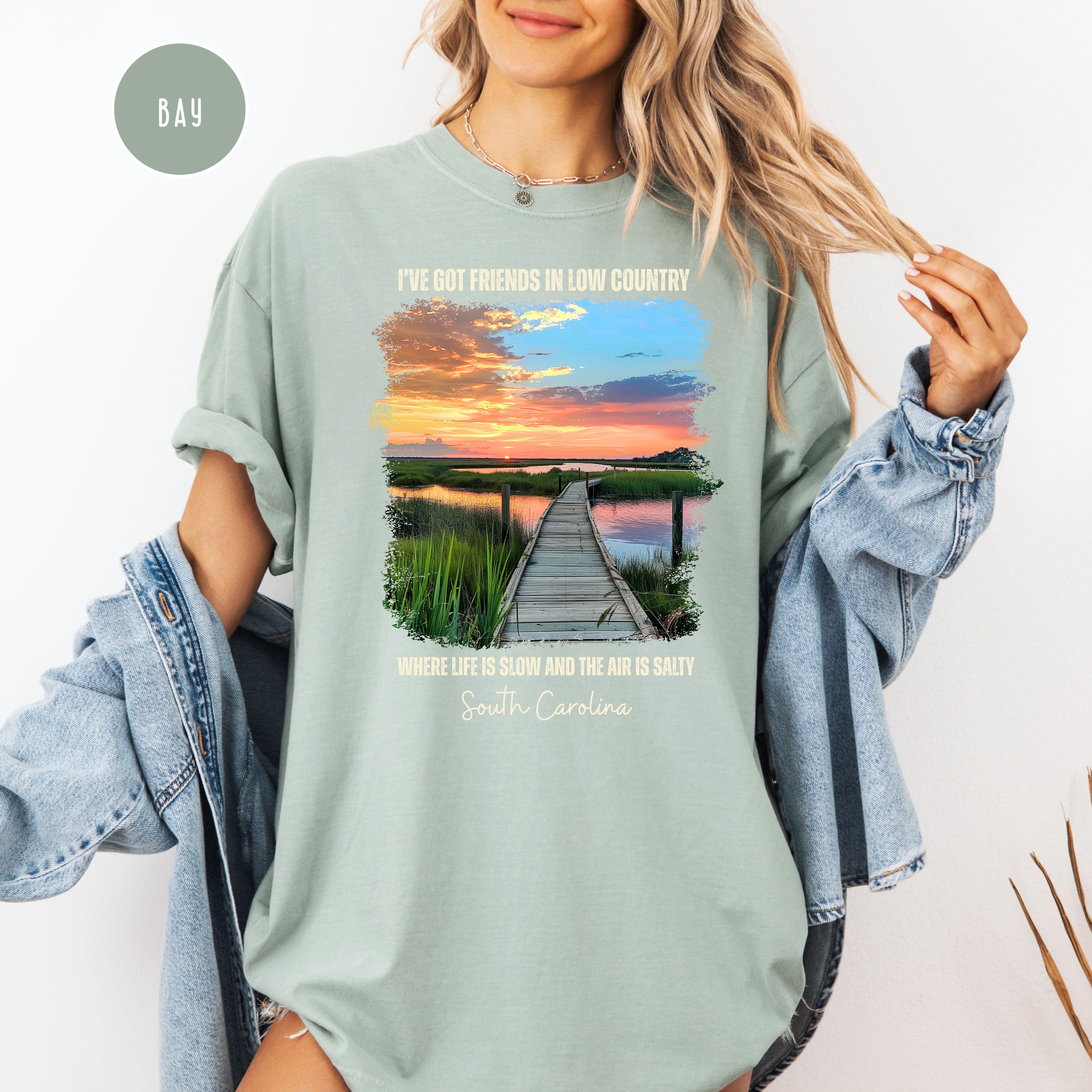 South Carolina Lowcountry Sunset Comfort Colors Tee