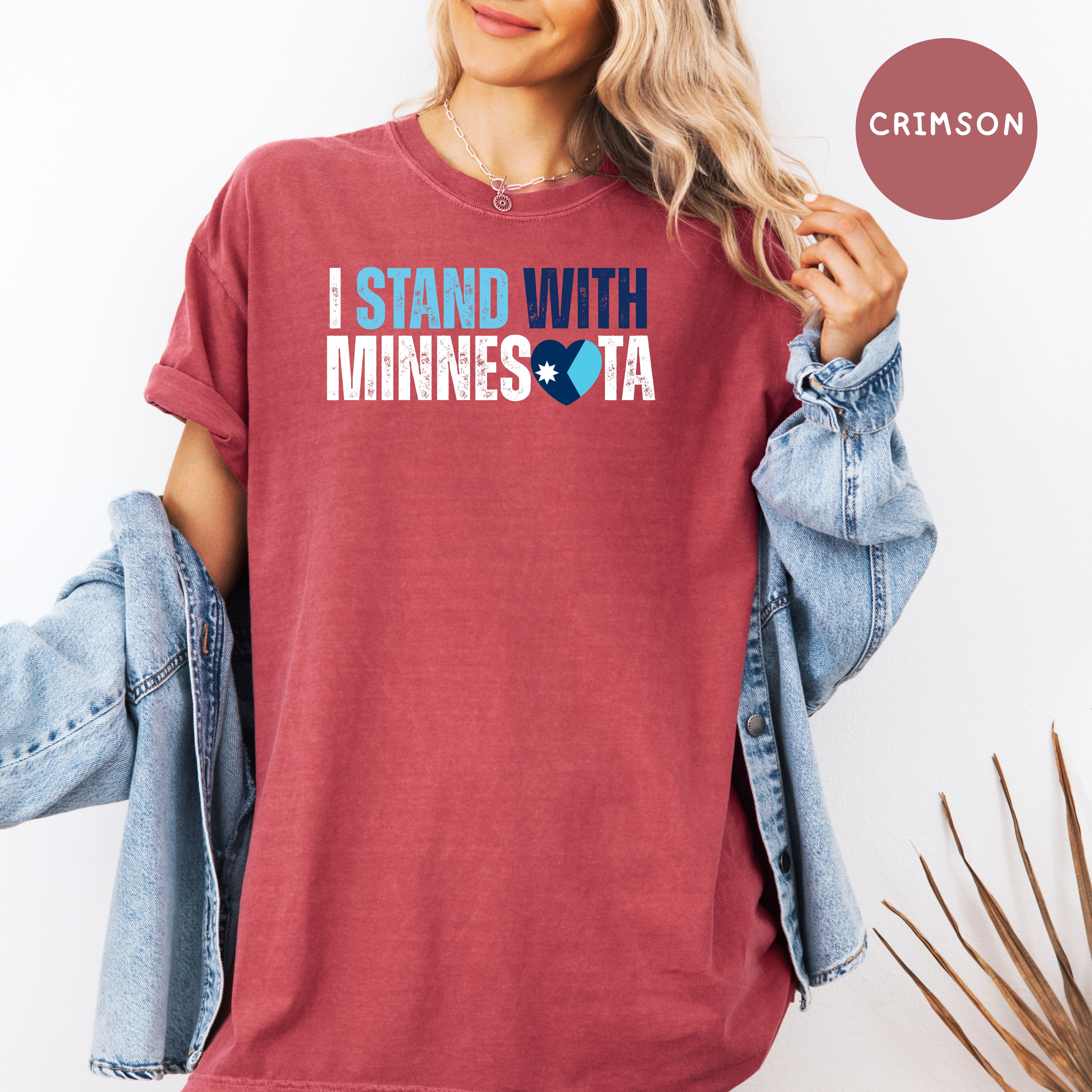 I Stand With Minnesota Unisex Comfort Colors T-Shirt, Minnesota Minneapolis Gift, Anti Trump, Anti ICE, Minnesota Gift Shirt