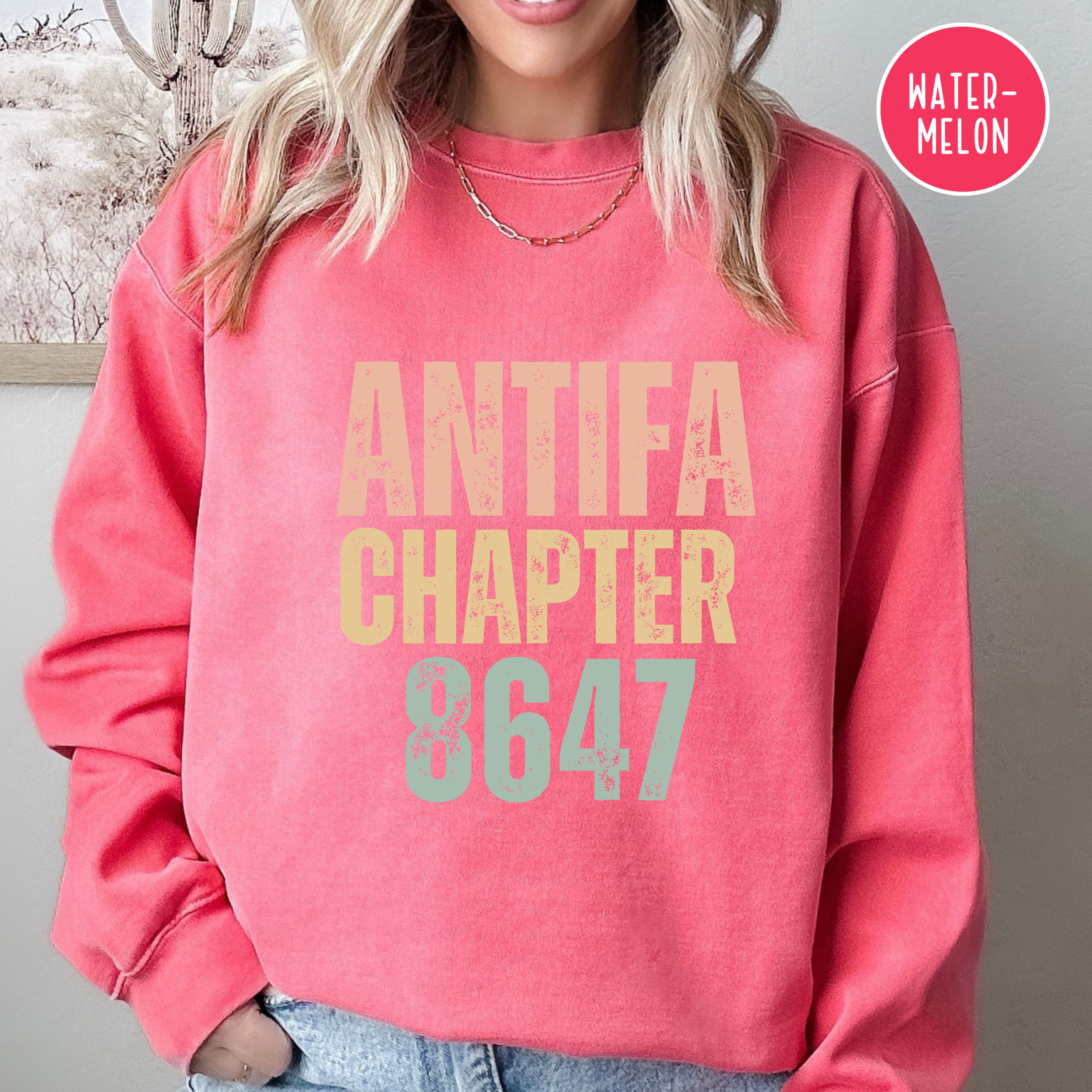 Antifa Chapter 8647 Comfort Colors Sweatshirt, Anti Fascism Protest Sweatshirt