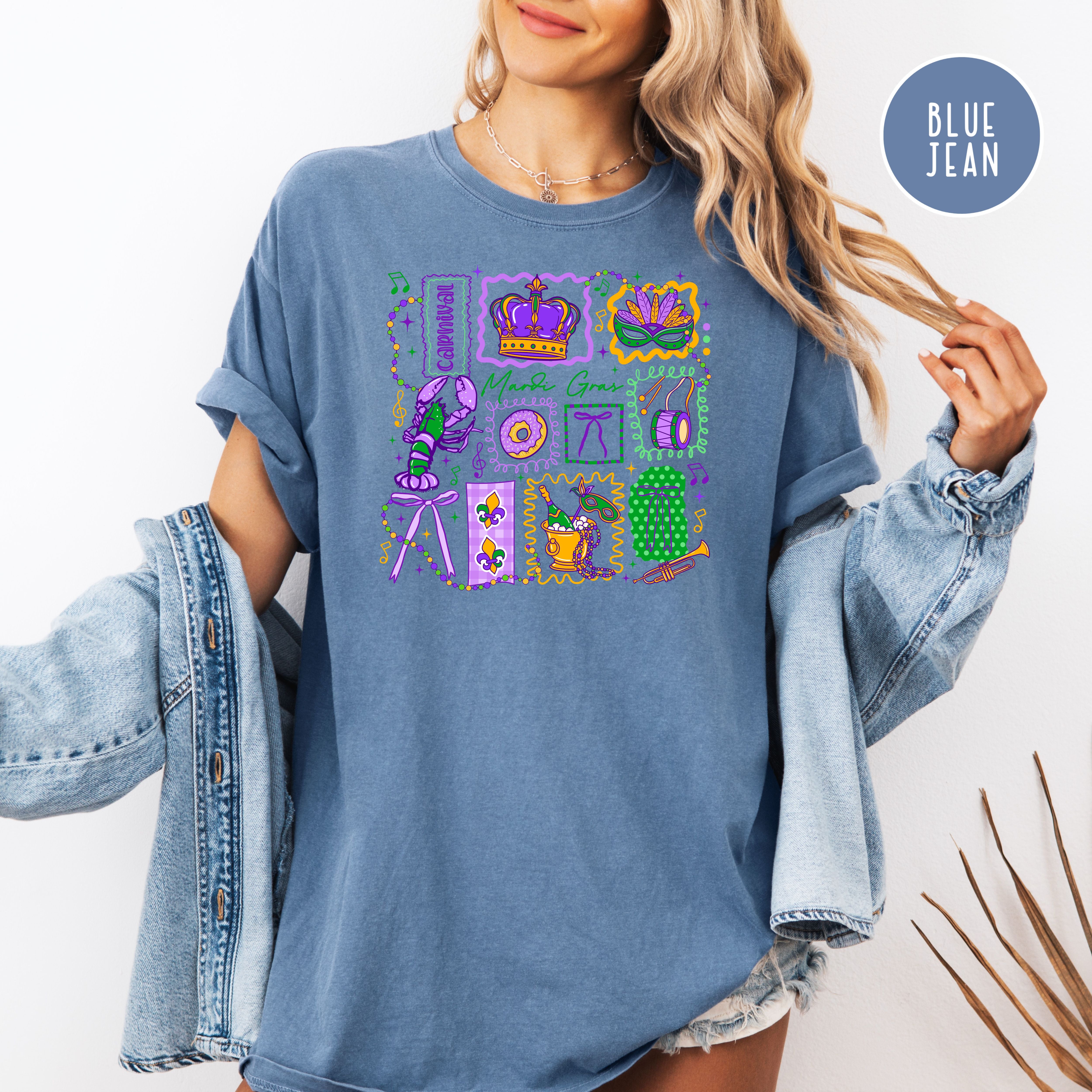 Festive Mardi Gras Comfort Colors T-Shirt, New Orleans Travel Shirt