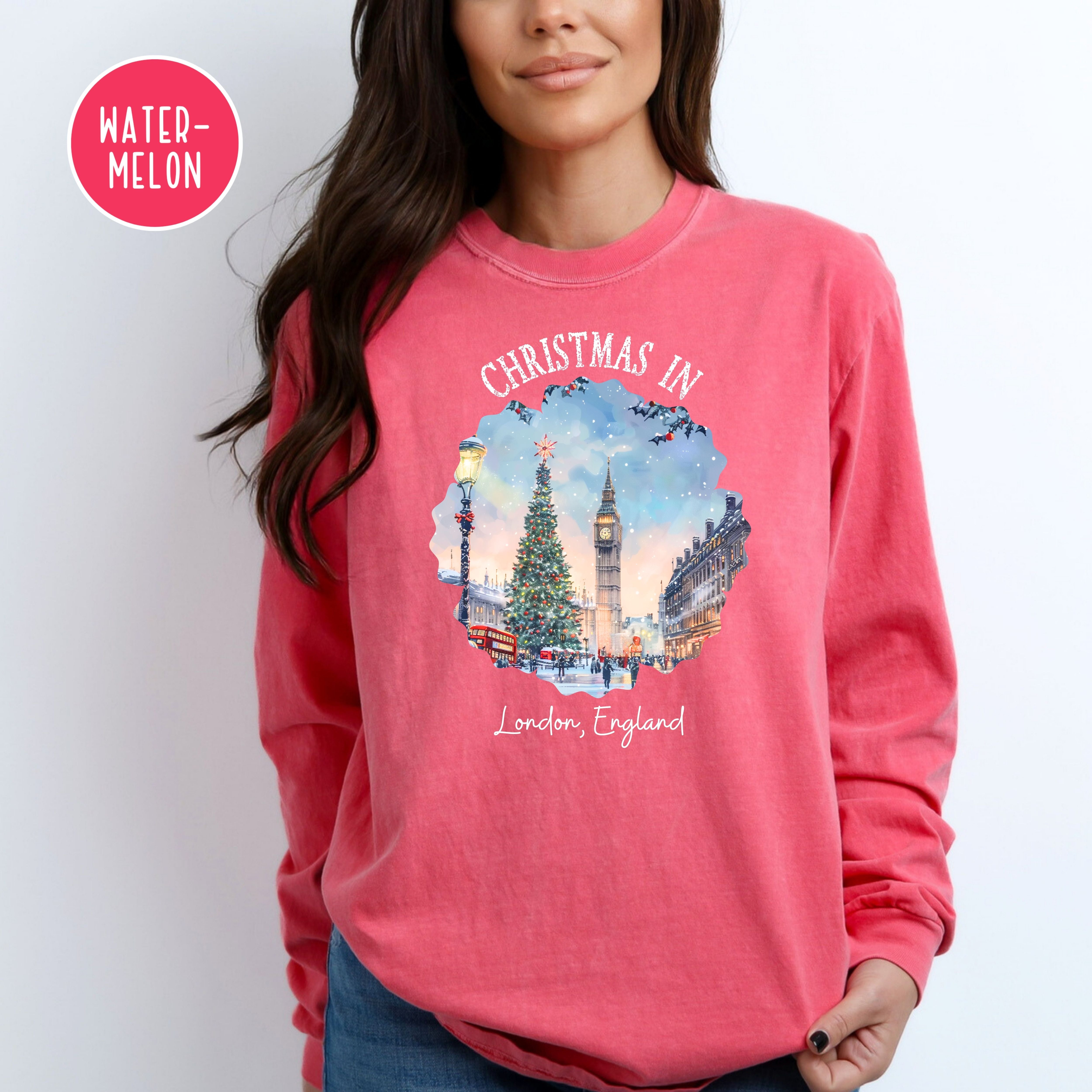 Christmas in London Comfort Colors® Long Sleeve Tee