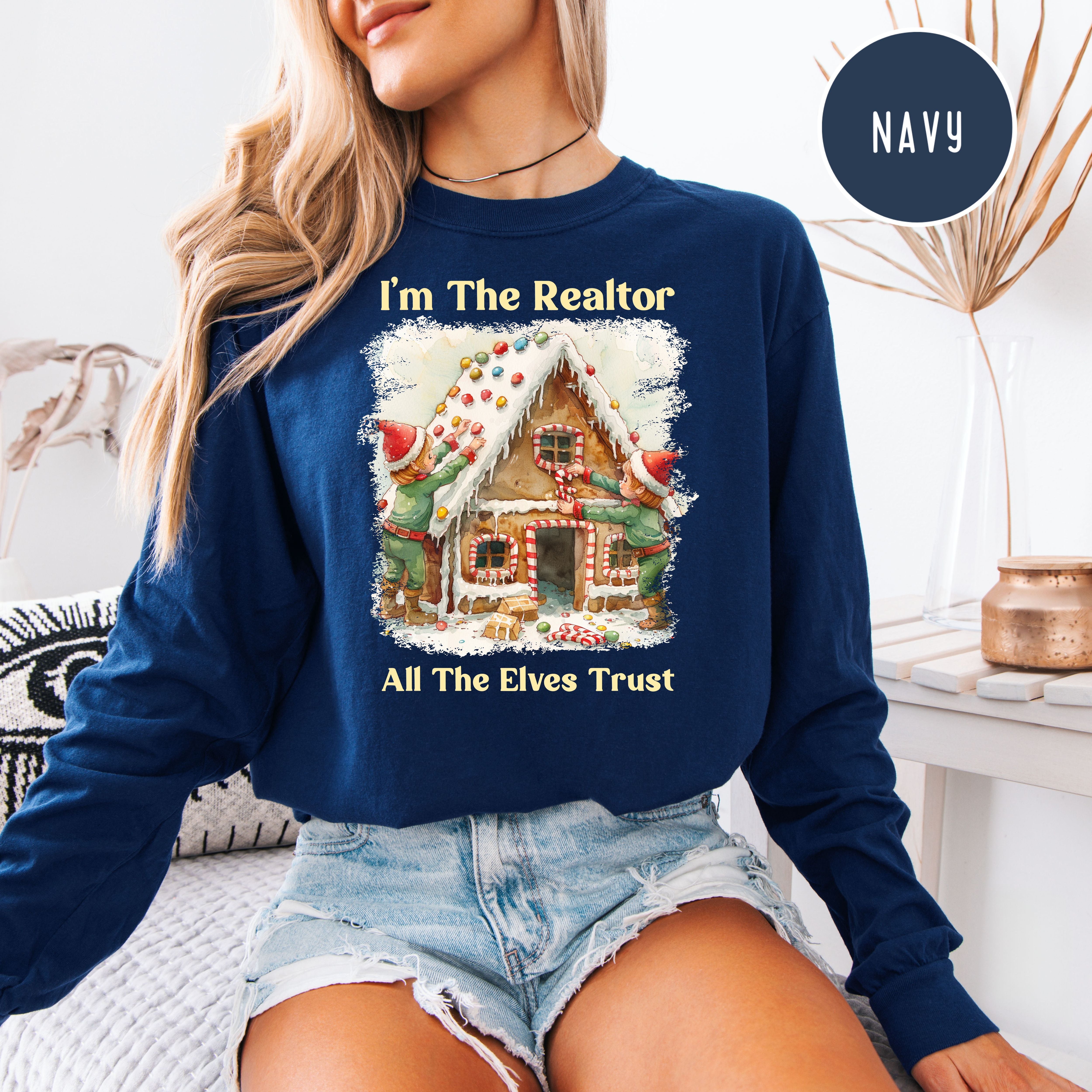Funny Christmas Real Estate Agent Unisex Comfort Colors Long Sleeve Shirt