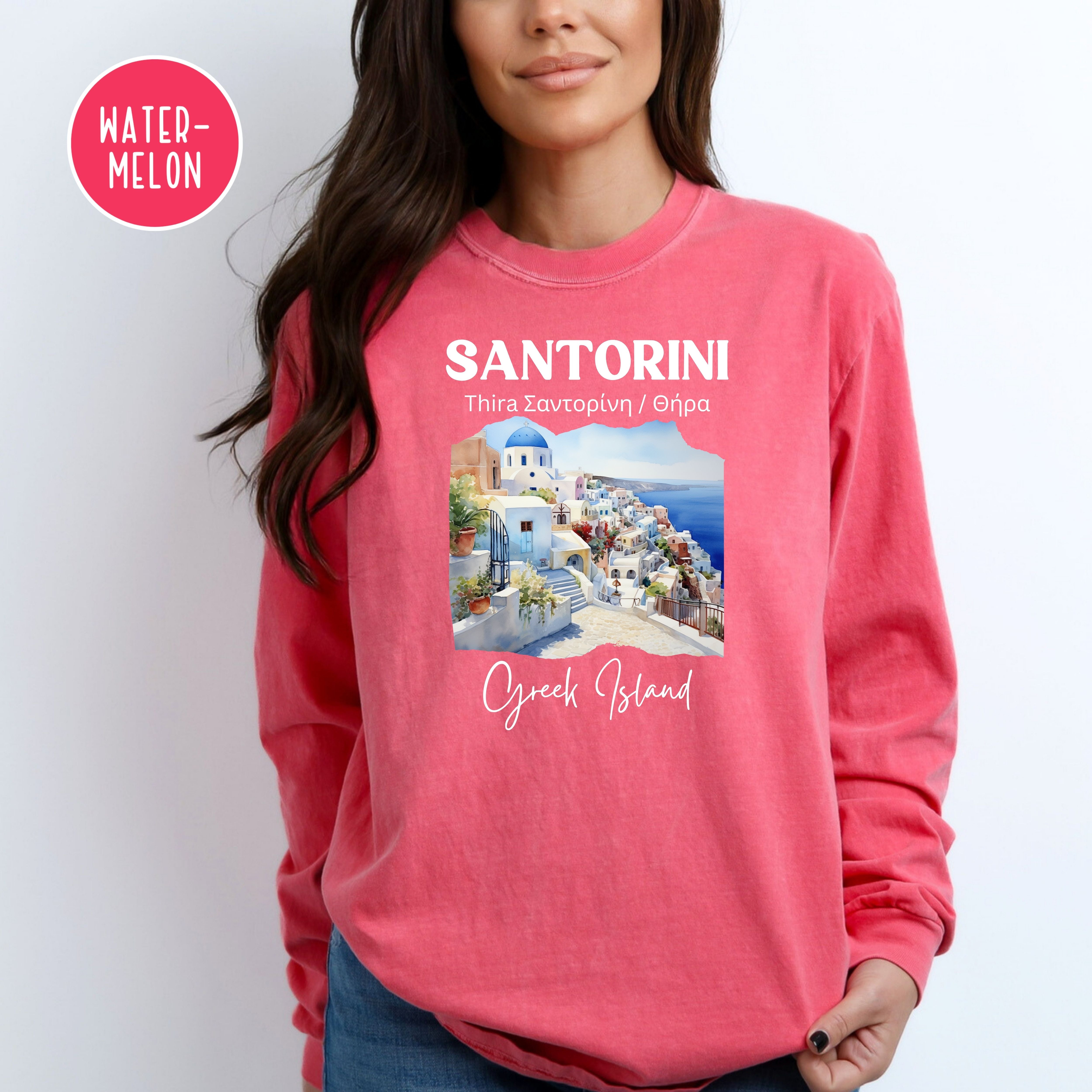 Santorini Greece Comfort Colors® Long Sleeve Tee