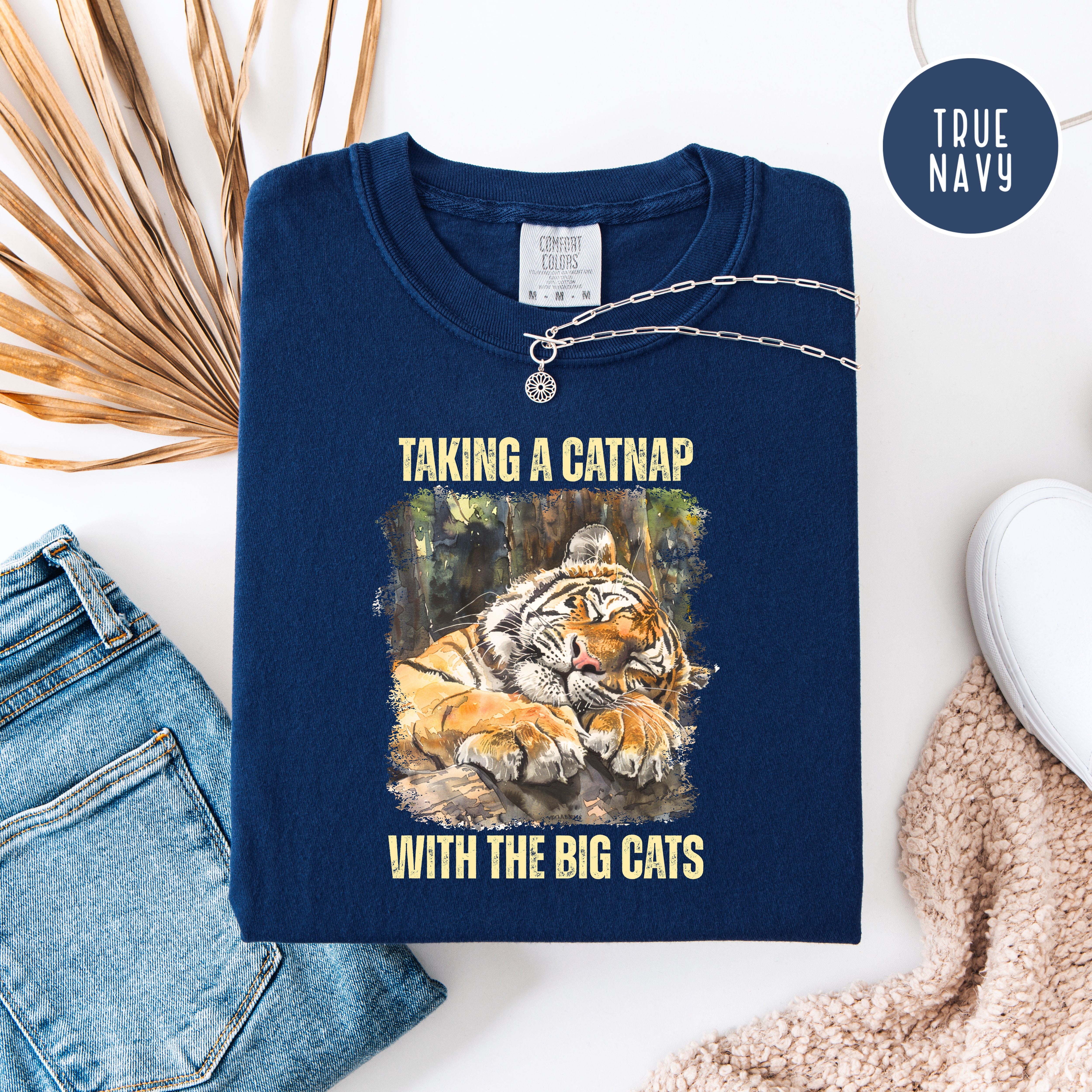 Tiger Lover Unisex Comfort Colors T-Shirt, Funny Tiger At The Zoo Shirt, Tiger Taking a Catnap With The Big Cats