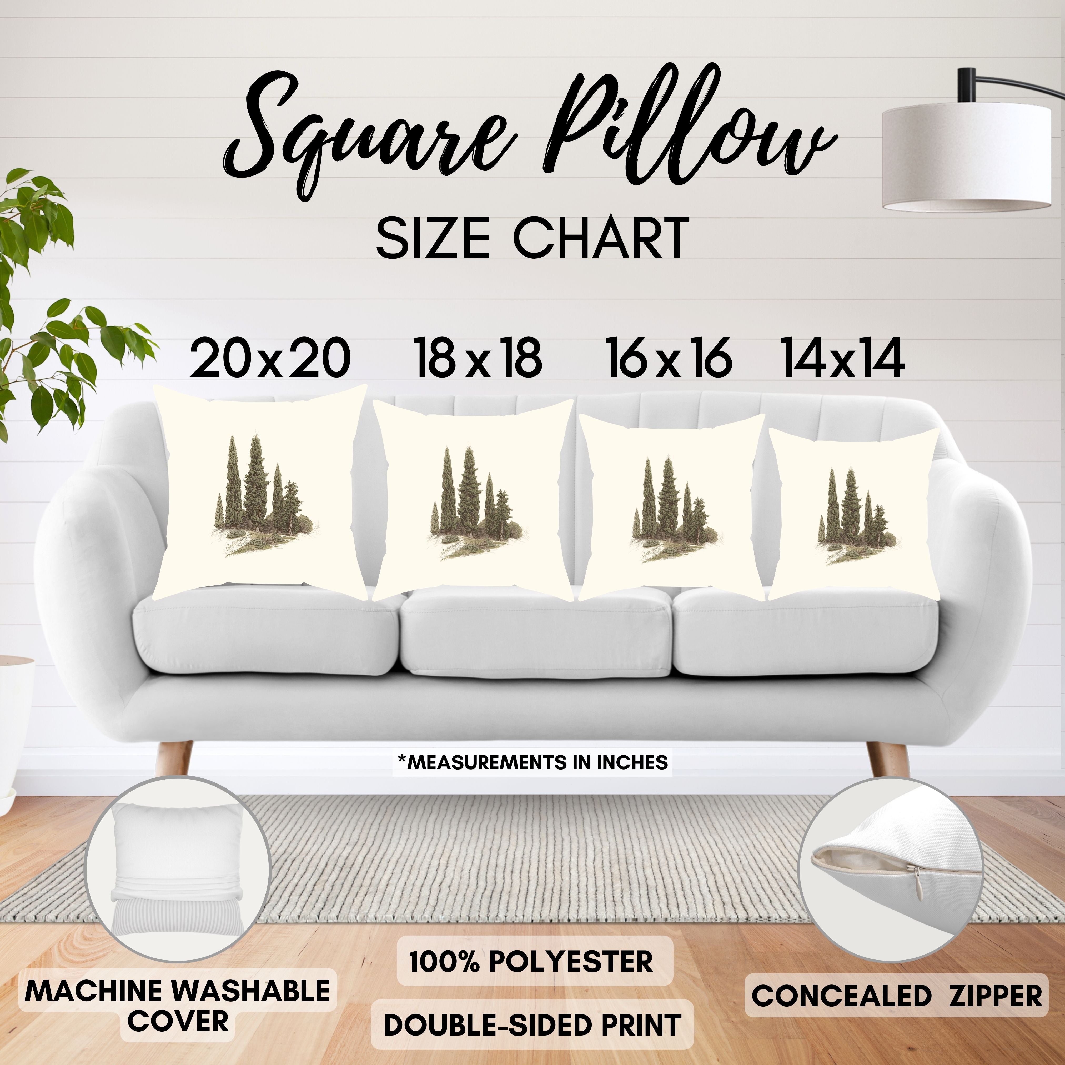 Subtle Soft Cypress Trees Decorative Throw Pillows, Design Front & Back