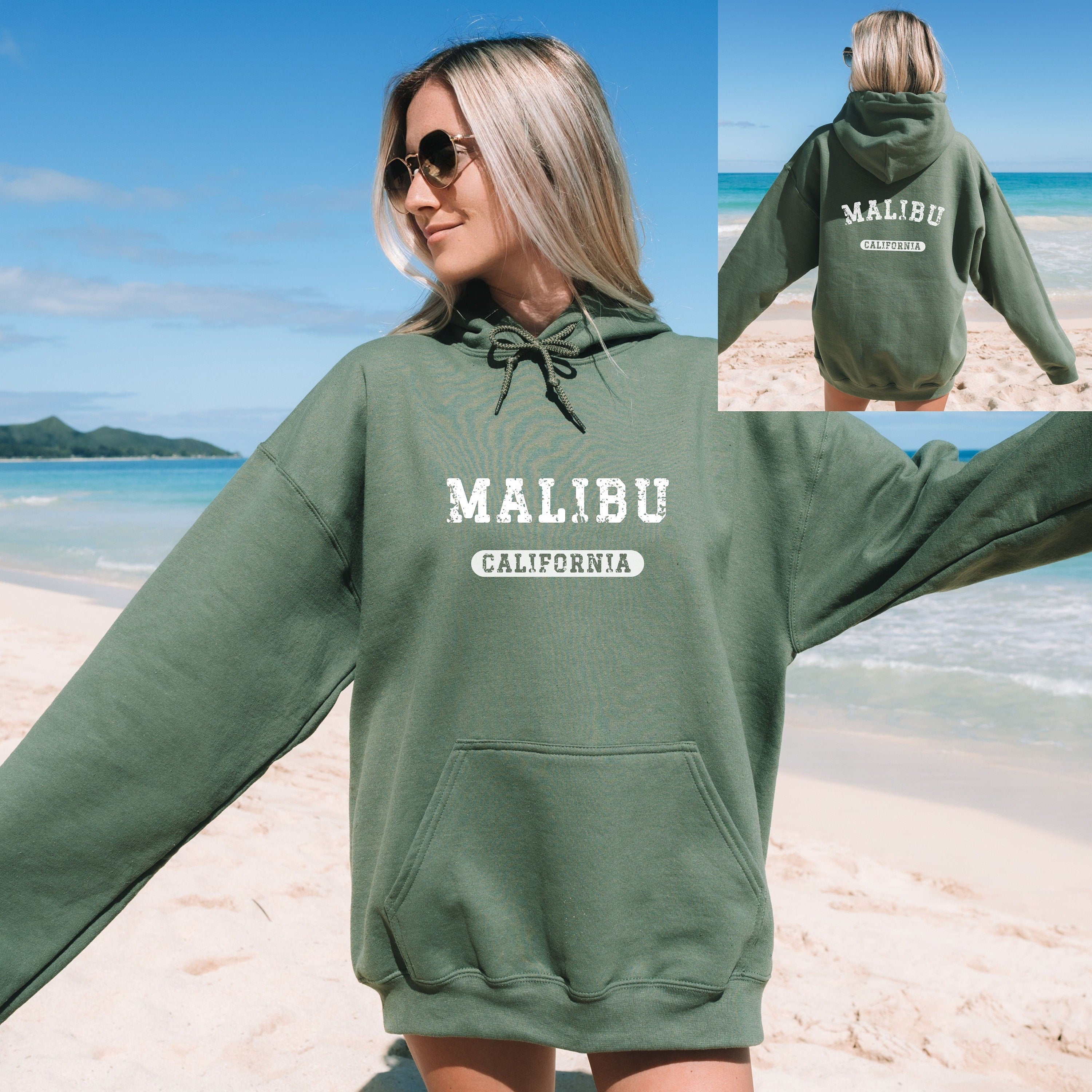 Malibu Beach Hoodie - Design on Front & Back