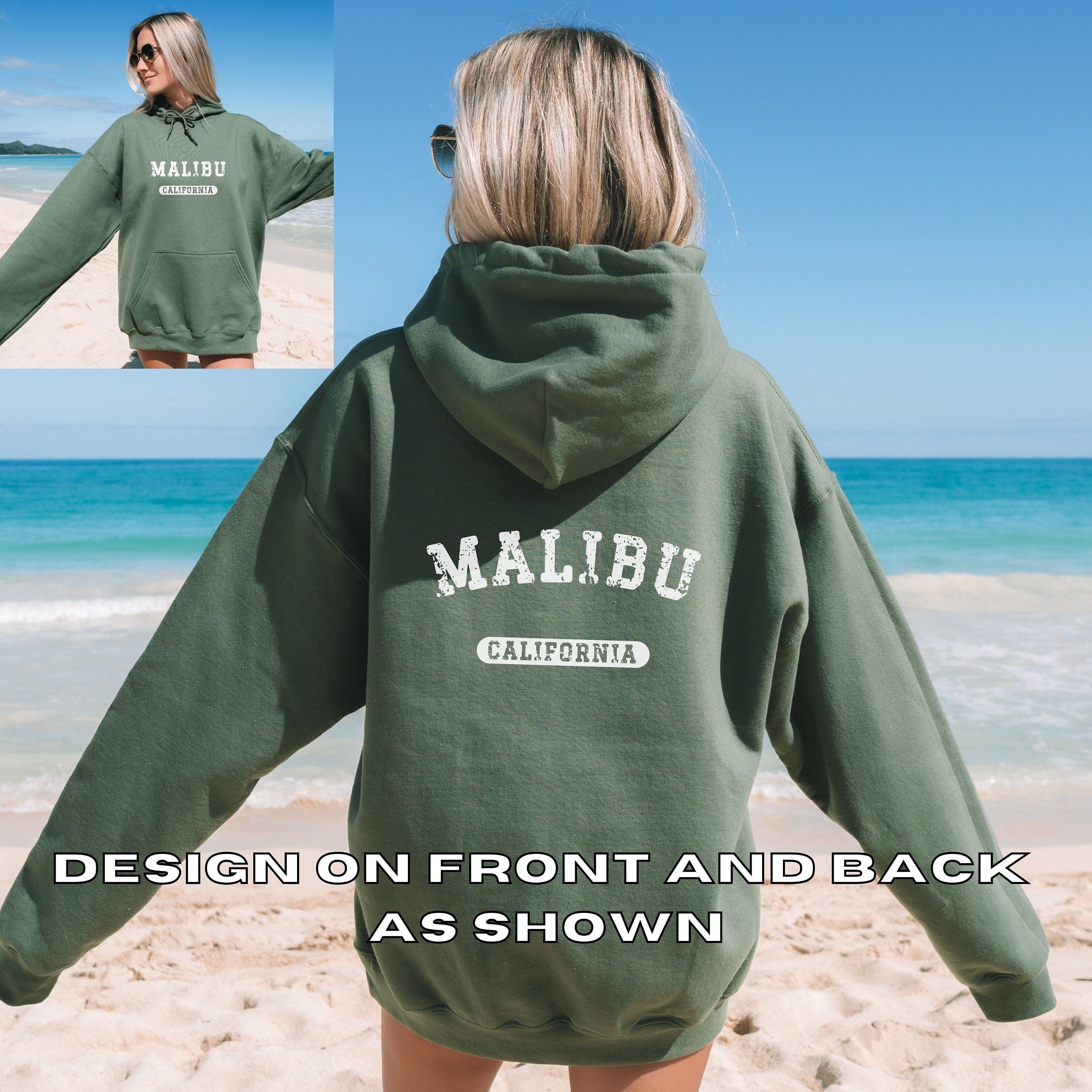 Malibu Beach Hoodie - Design on Front & Back