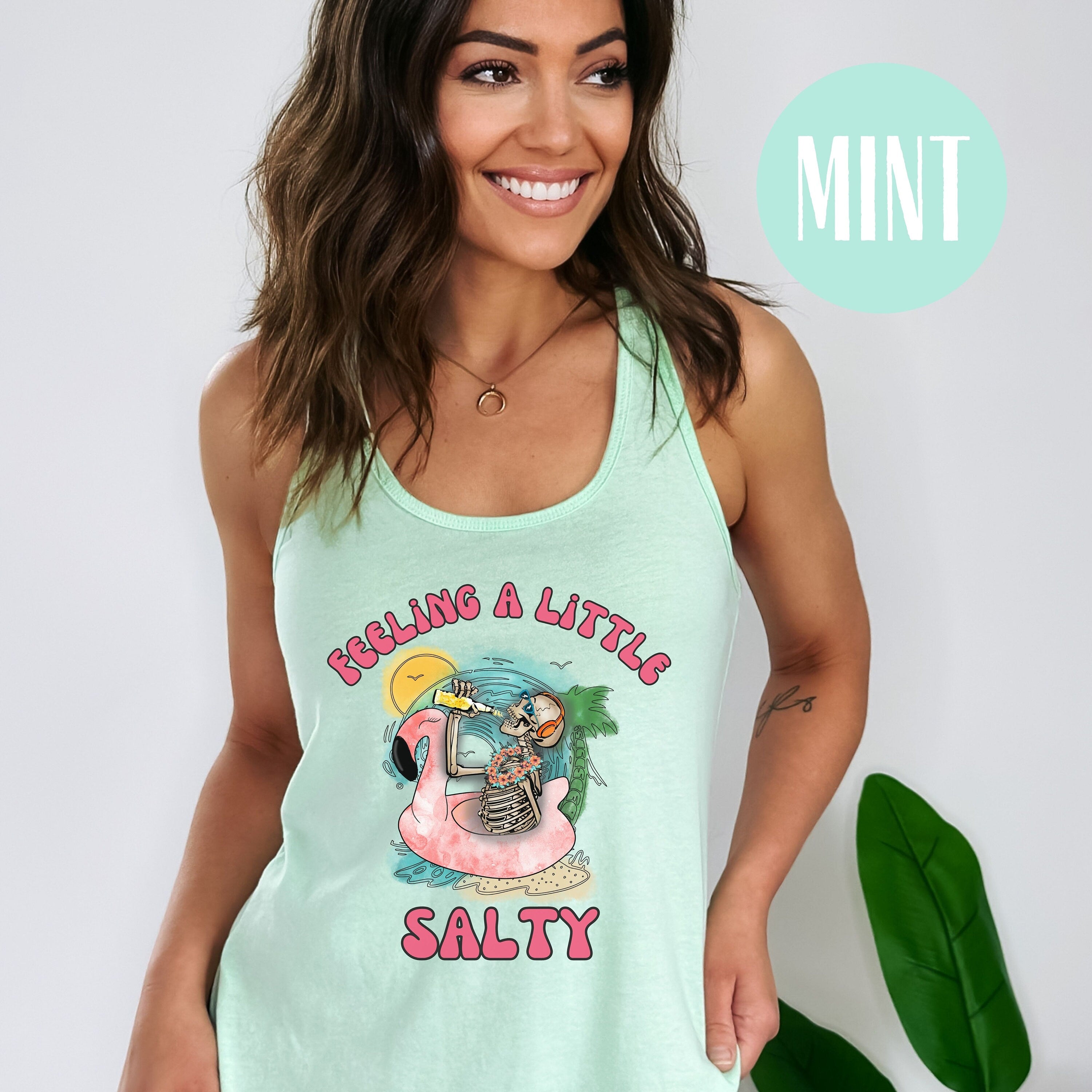 Salty Beach Tank Top Next Level Brand Racerback