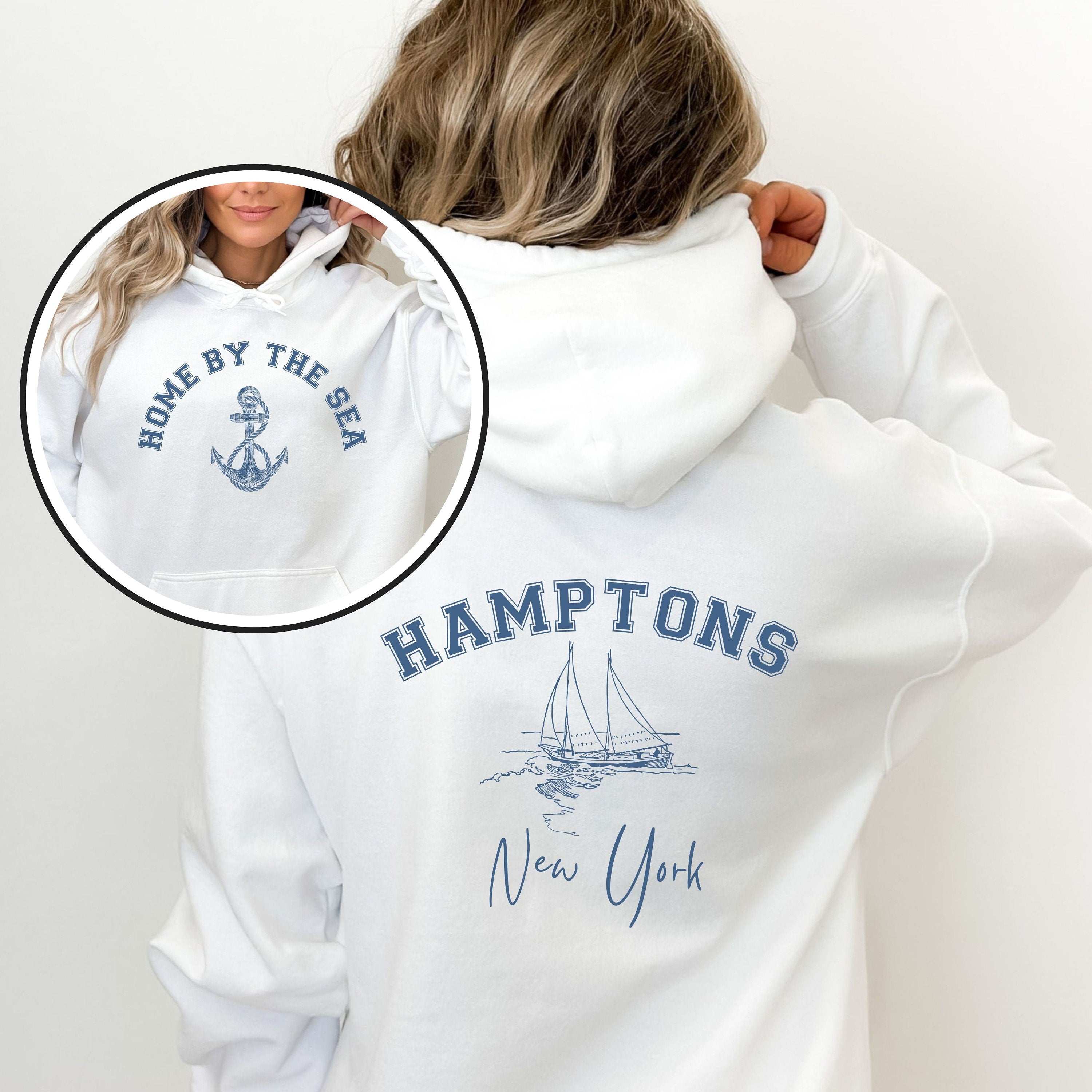 Hamptons New York Hoodie Design Front & Back