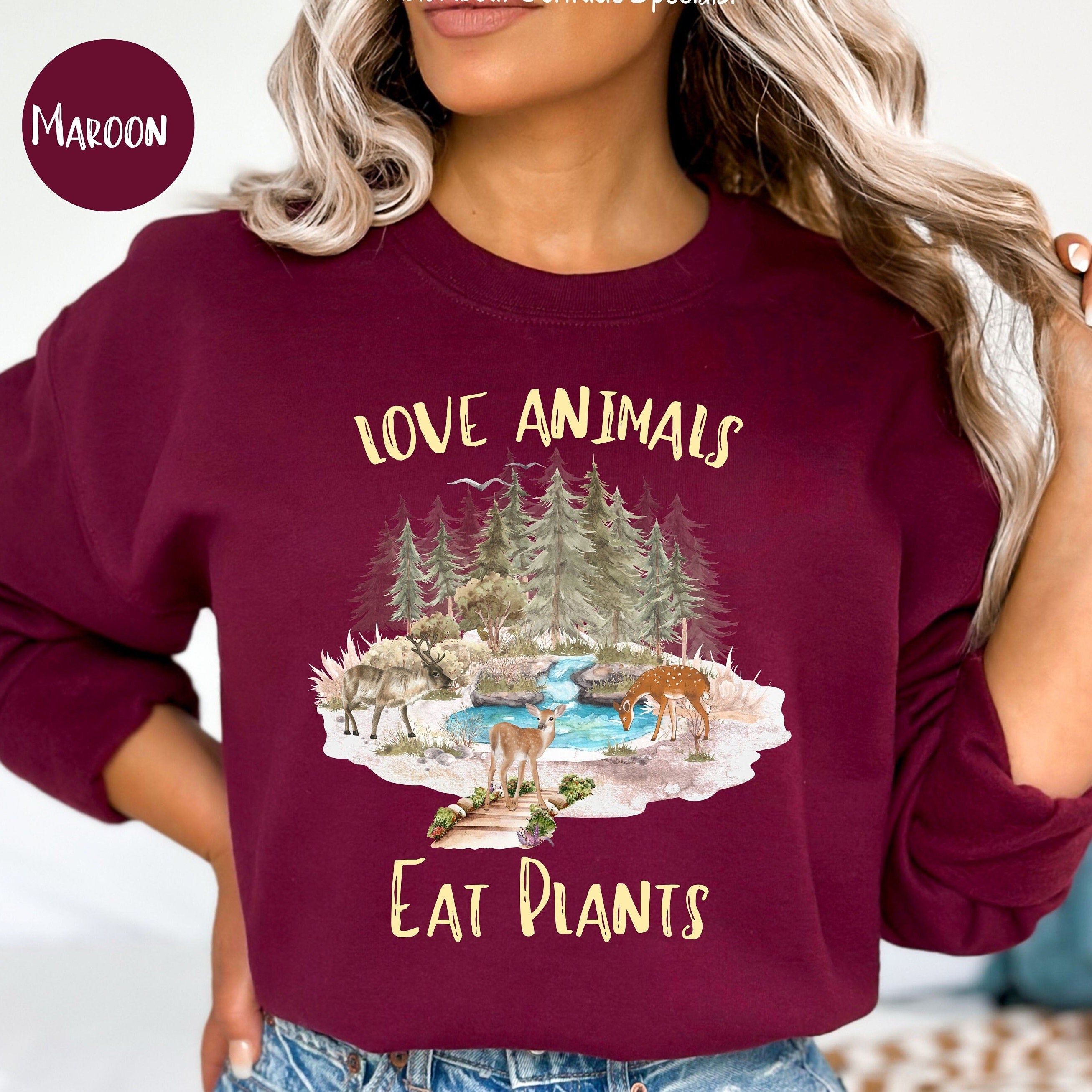 Love Animals Eat Plants Sweatshirt Vegetarian Gift