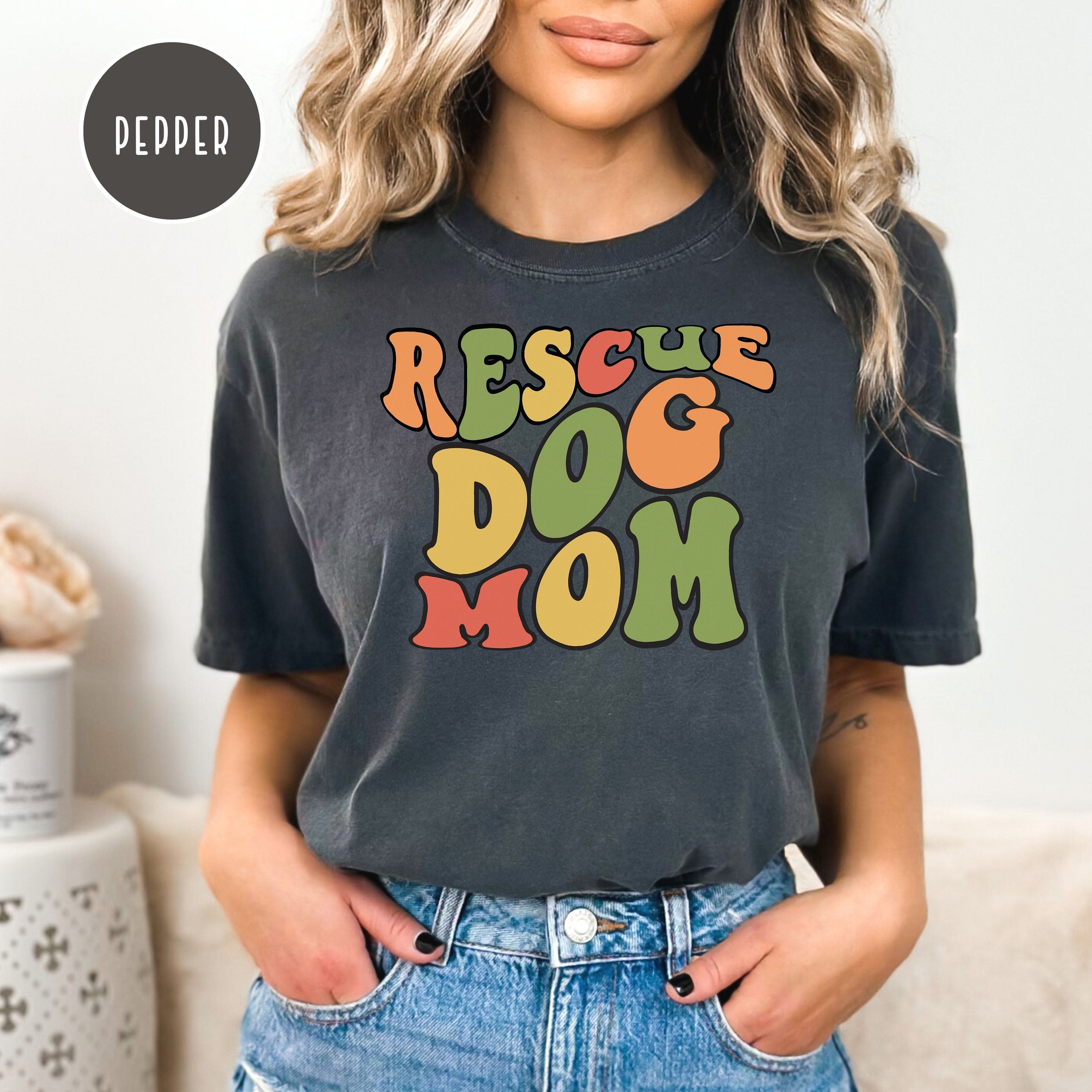 Rescue Dog Mom Retro Style Comfort Colors® Tee