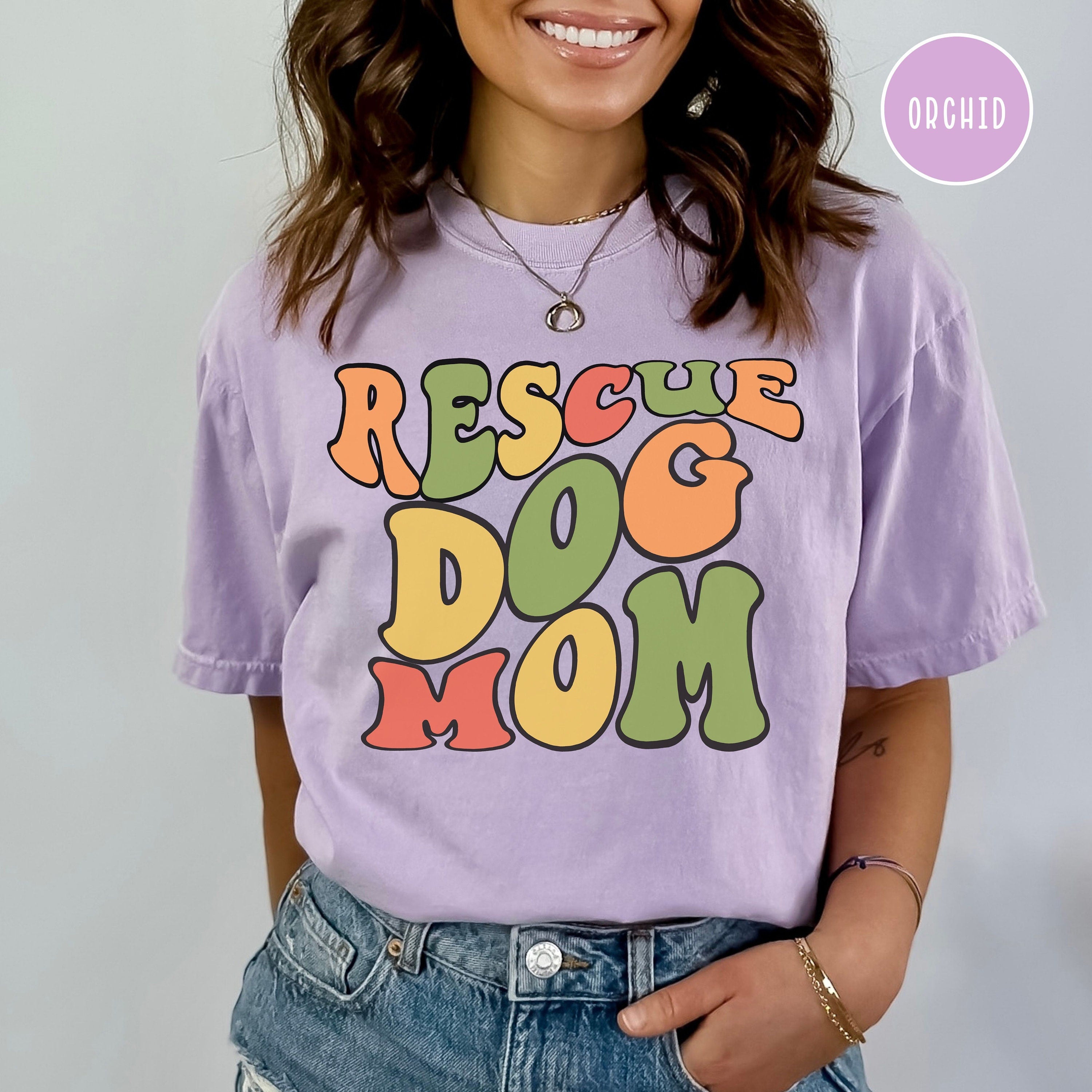 Rescue Dog Mom Retro Style Comfort Colors® Tee