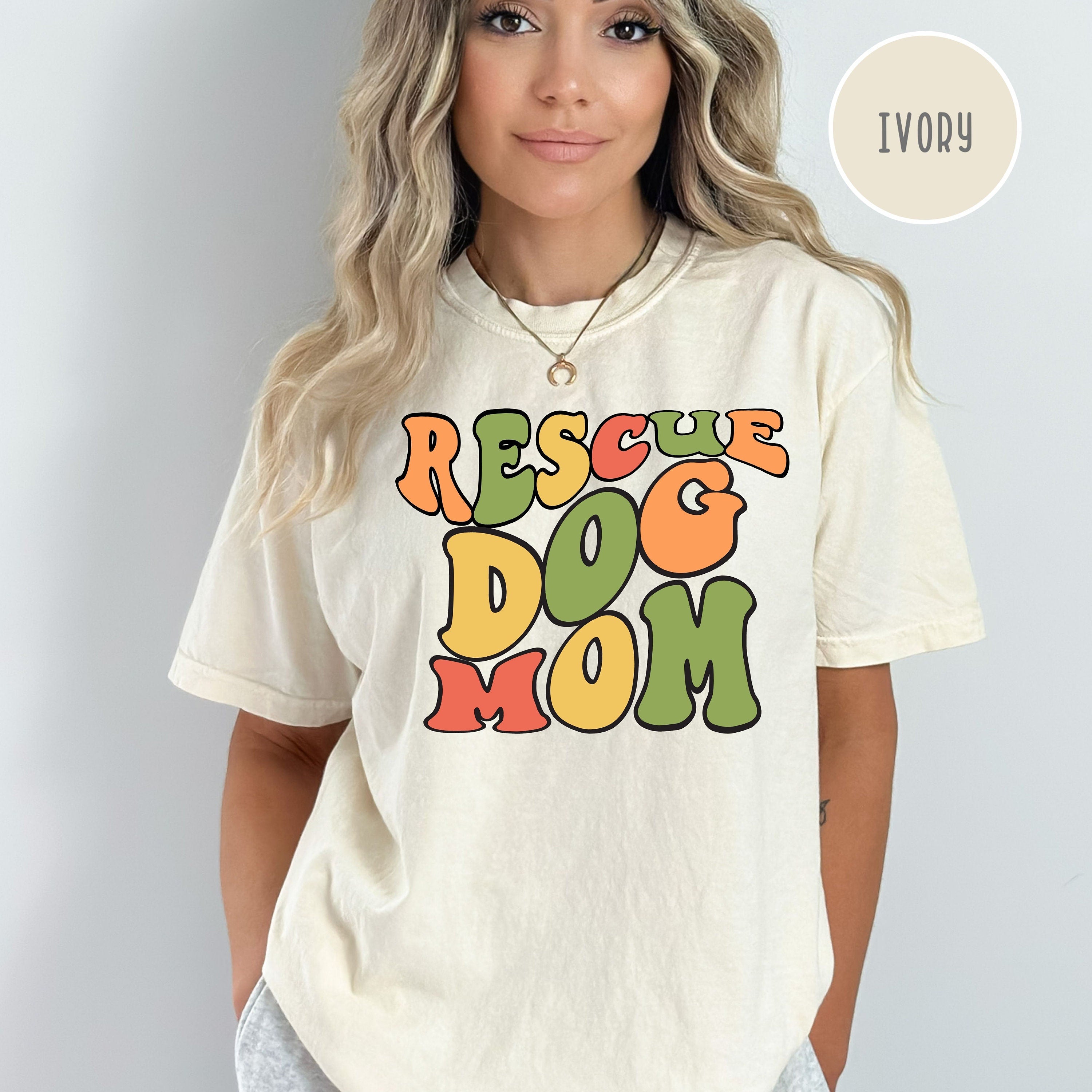 Rescue Dog Mom Retro Style Comfort Colors® Tee