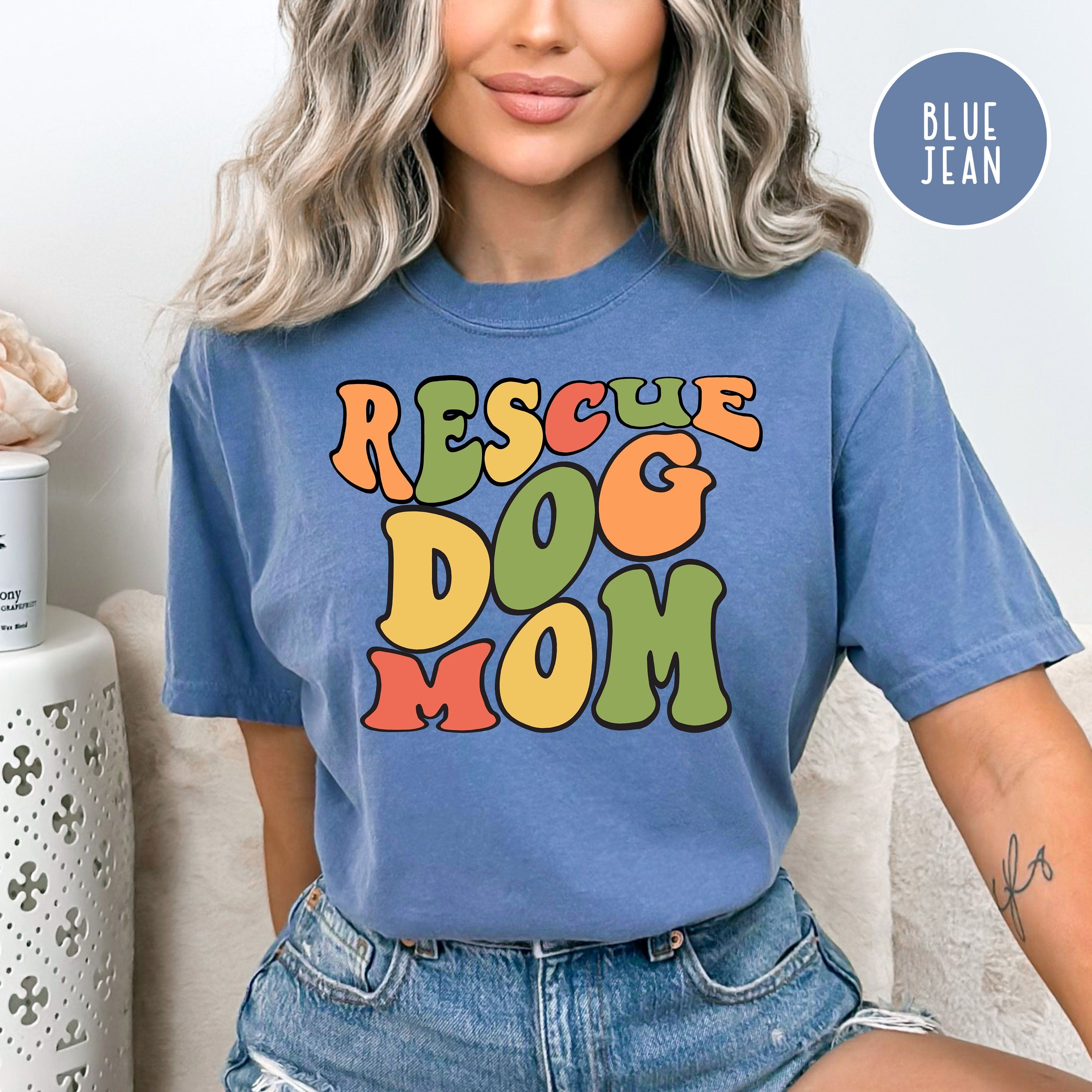 Rescue Dog Mom Retro Style Comfort Colors® Tee