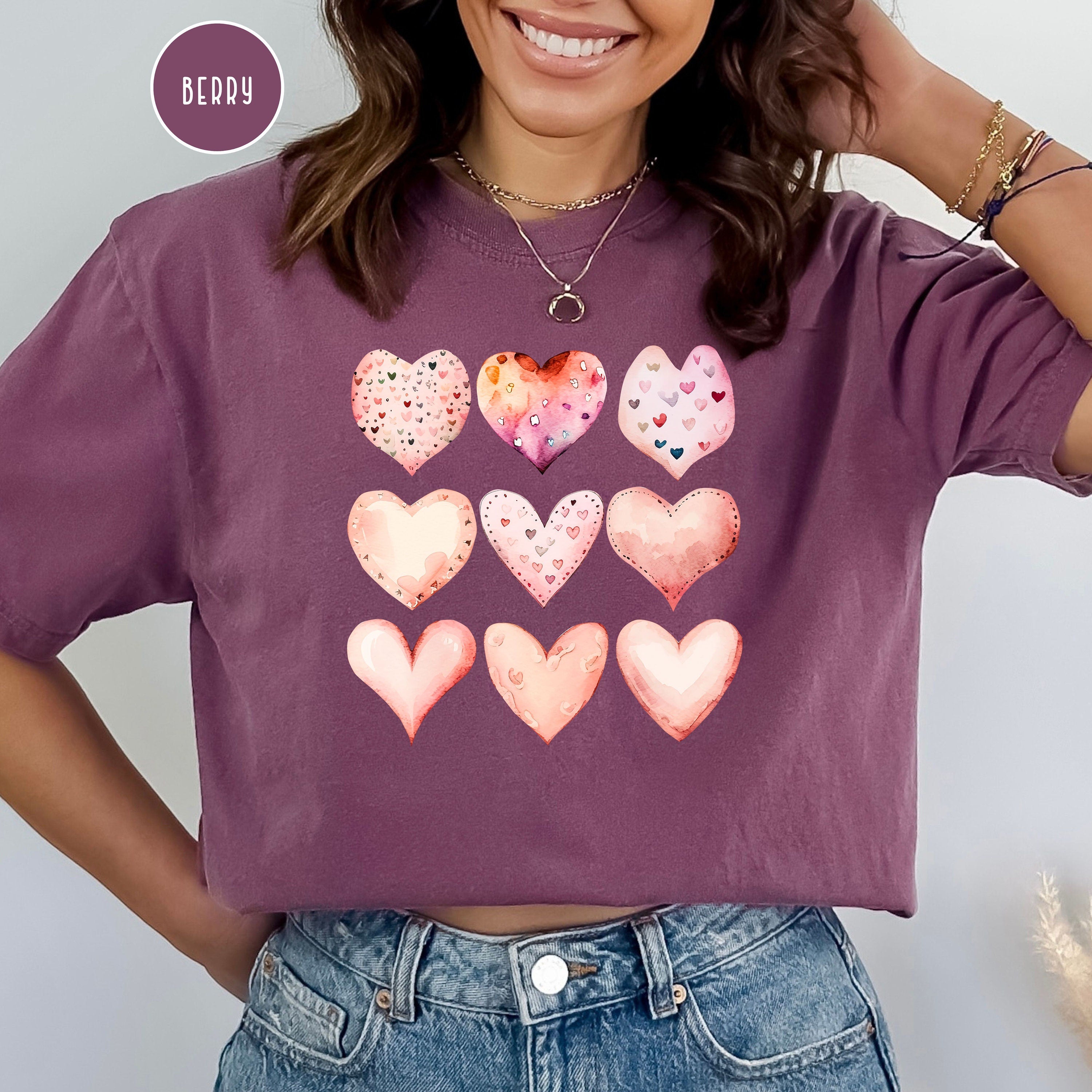 Pink Coquette Jeweled Hearts Comfort Colors® Tee