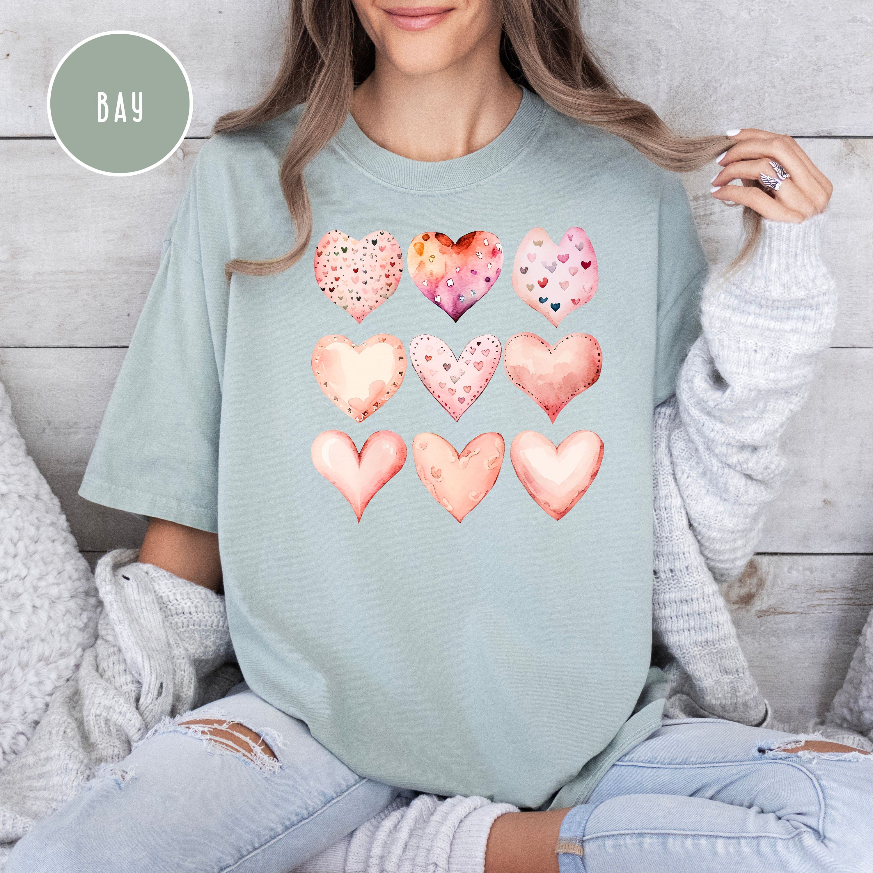 Pink Coquette Jeweled Hearts Comfort Colors® Tee