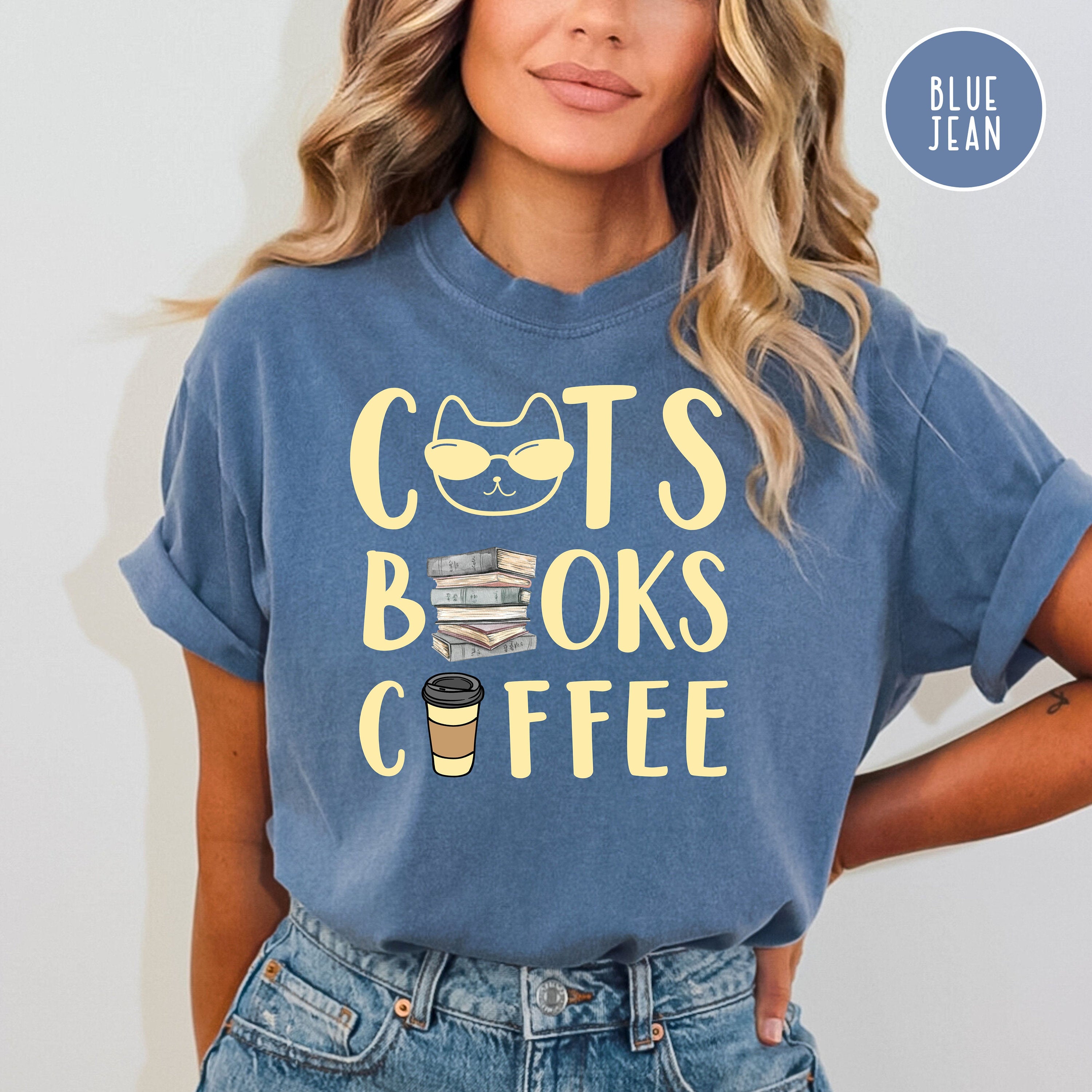 Cats Books and Coffee Comfort Colors® Tee