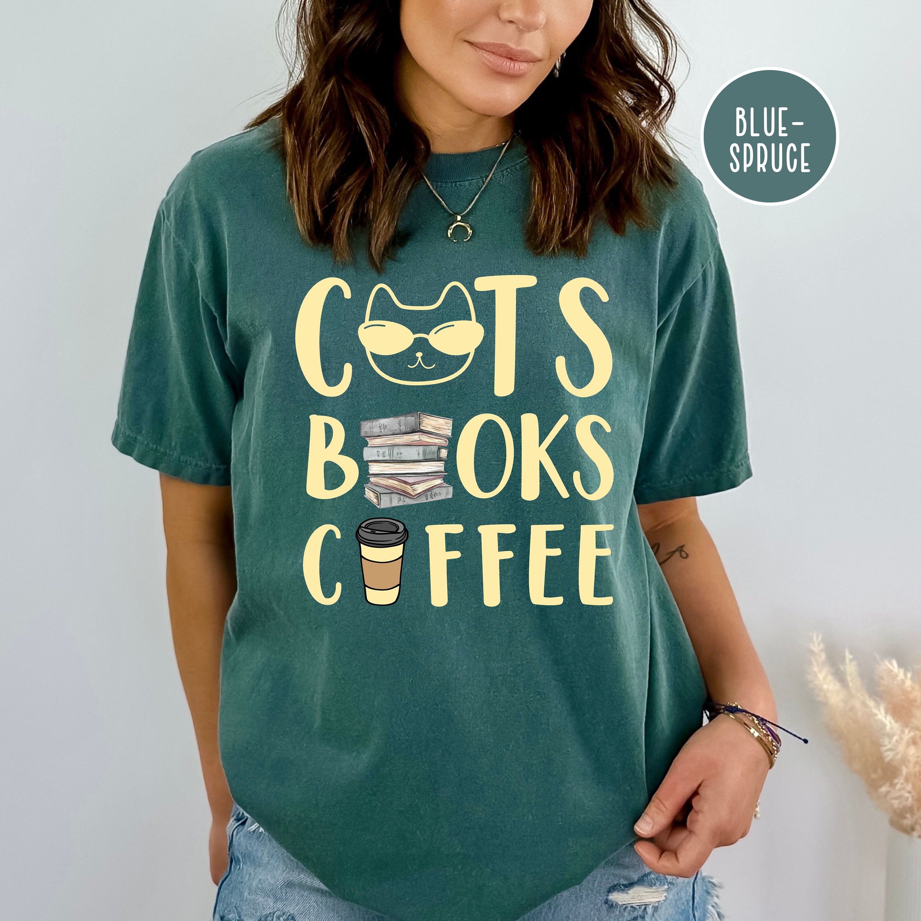 Cats Books and Coffee Comfort Colors® Tee