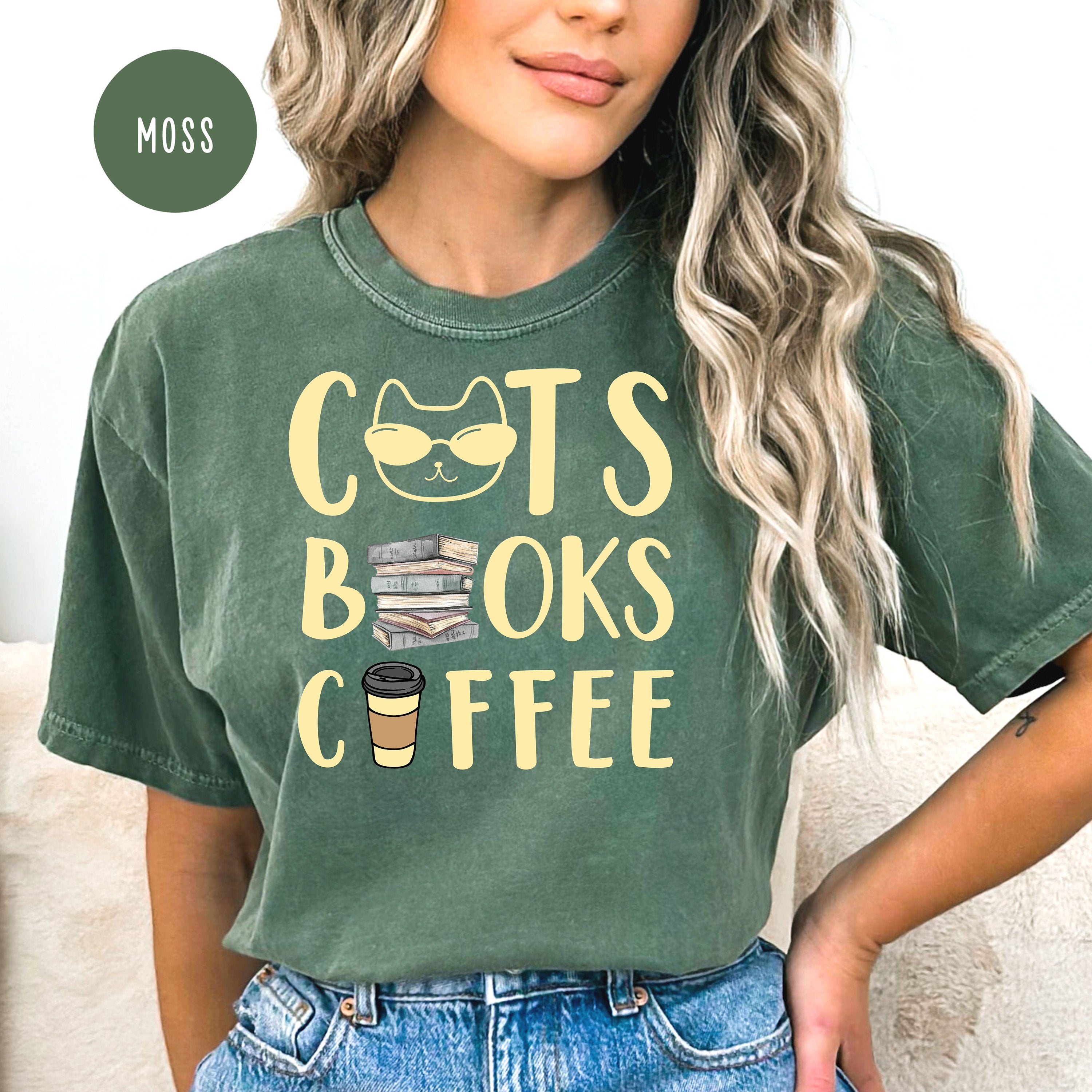 Cats Books and Coffee Comfort Colors® Tee