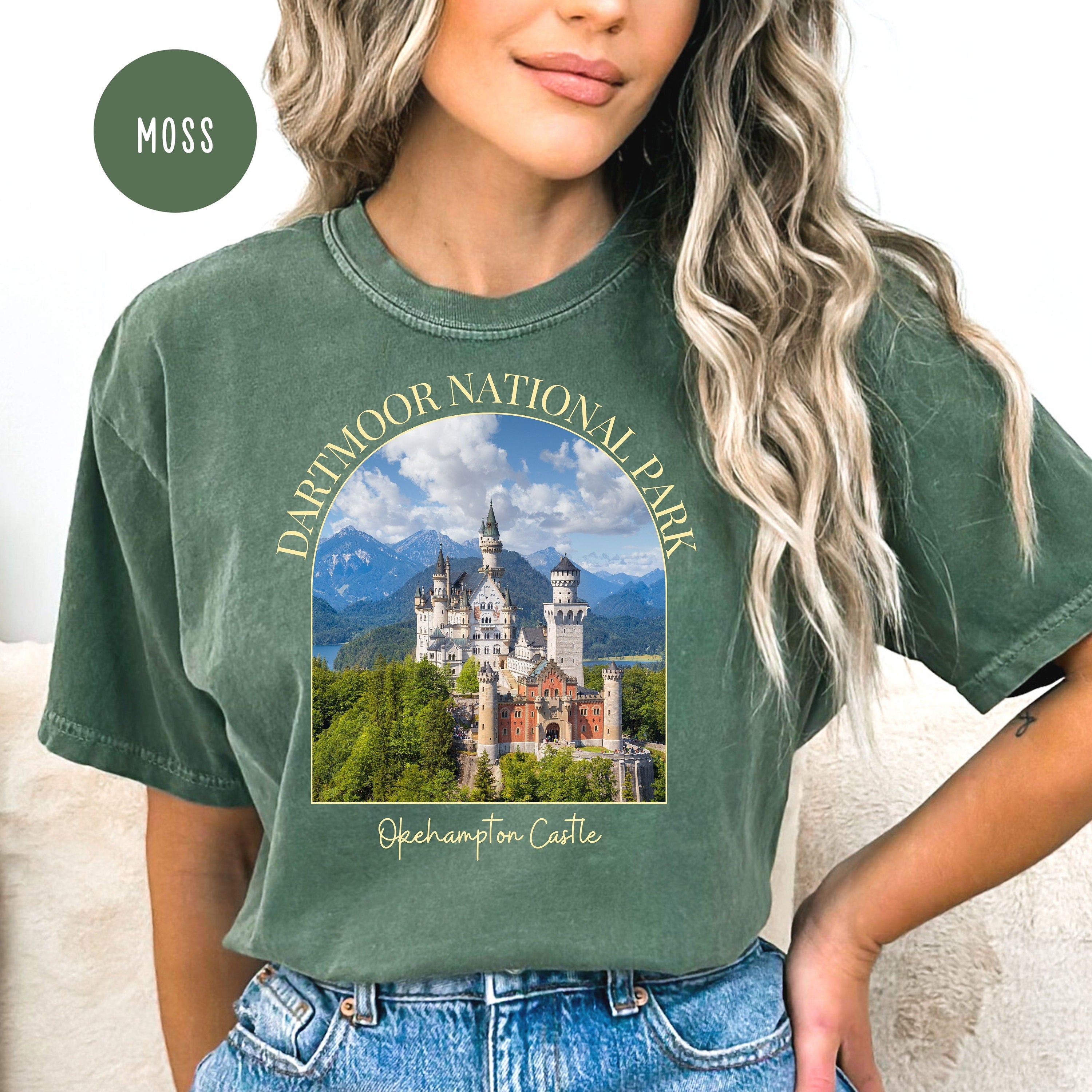 Dartmoor National Park England Comfort Colors Tee, Okehampton Castle