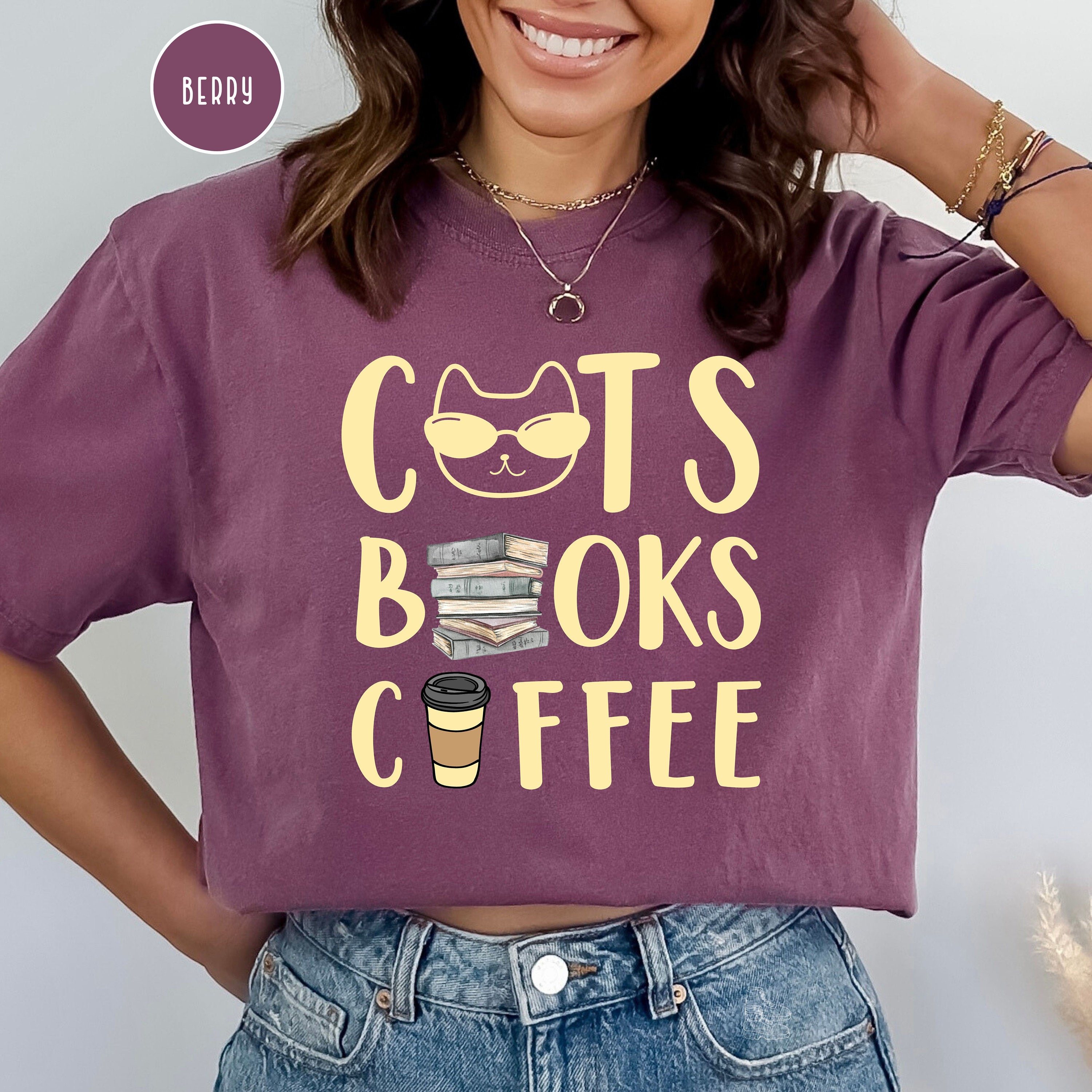 Cats Books and Coffee Comfort Colors® Tee