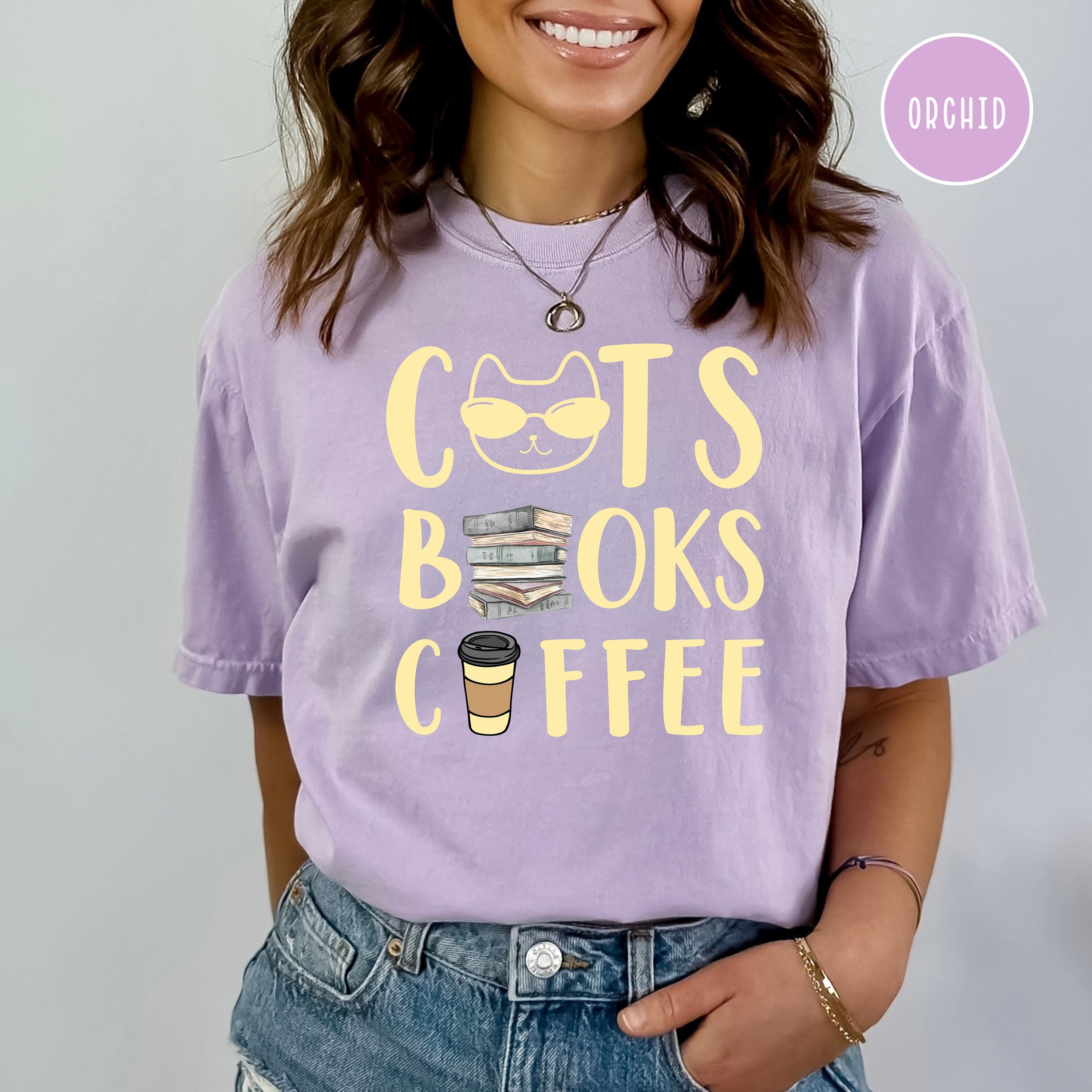 Cats Books and Coffee Comfort Colors® Tee