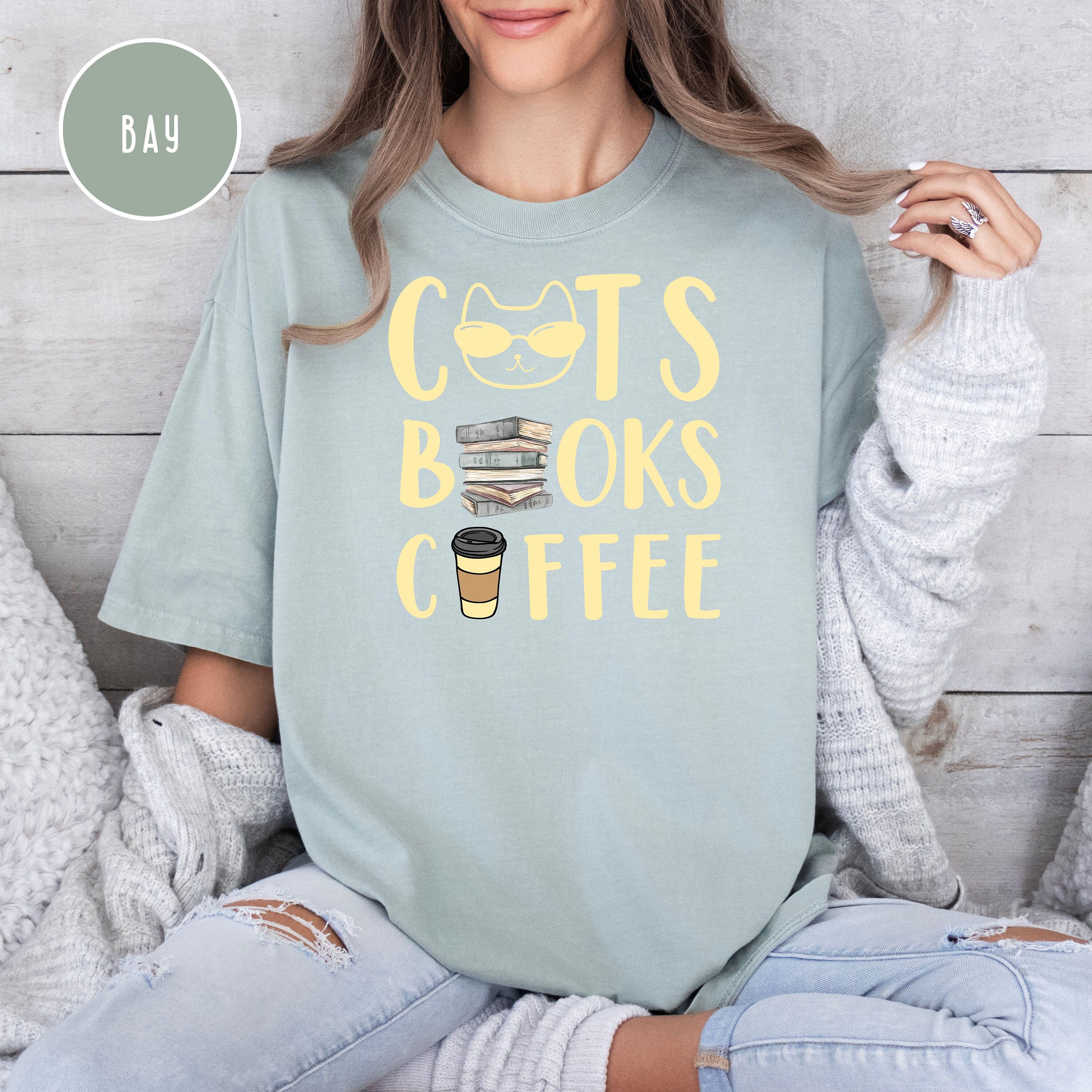 Cats Books and Coffee Comfort Colors® Tee