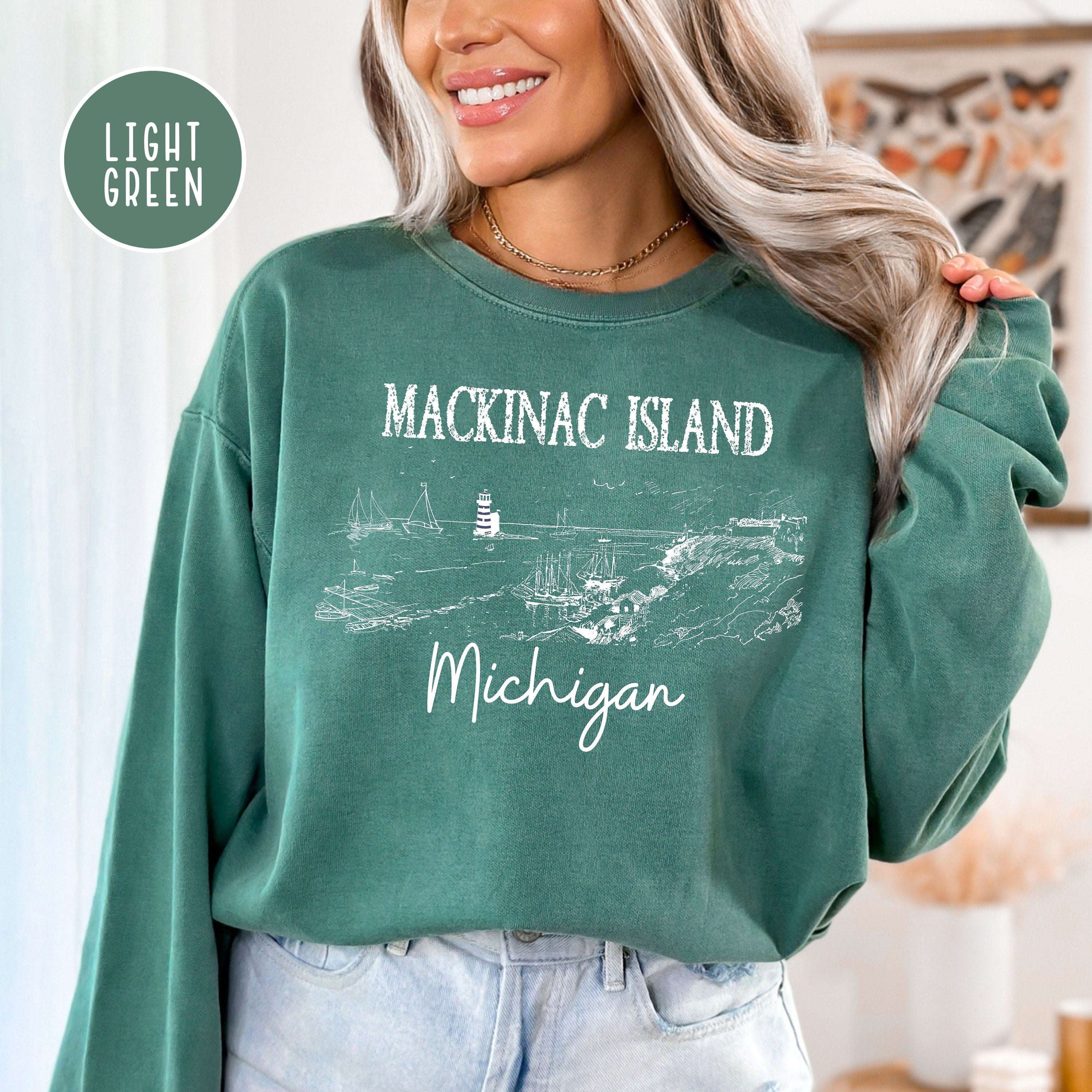 Mackinac Island Michigan Grunge Style Comfort Colors® Sweatshirt