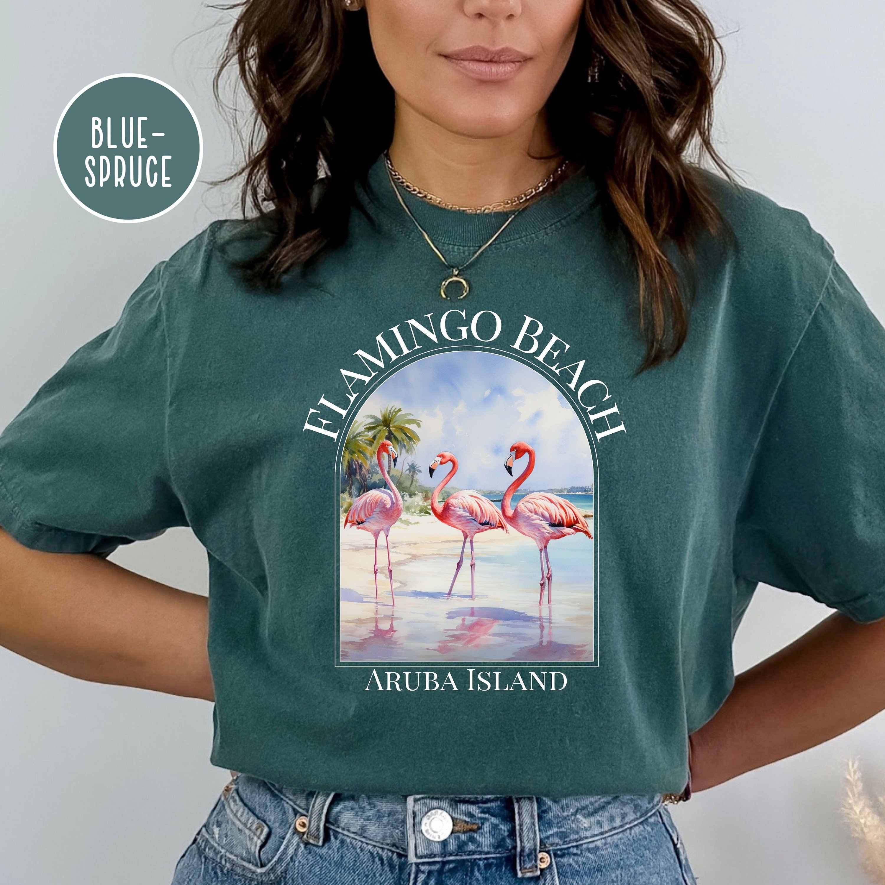 Pink Flamingos on Beach Comfort Colors® Tee