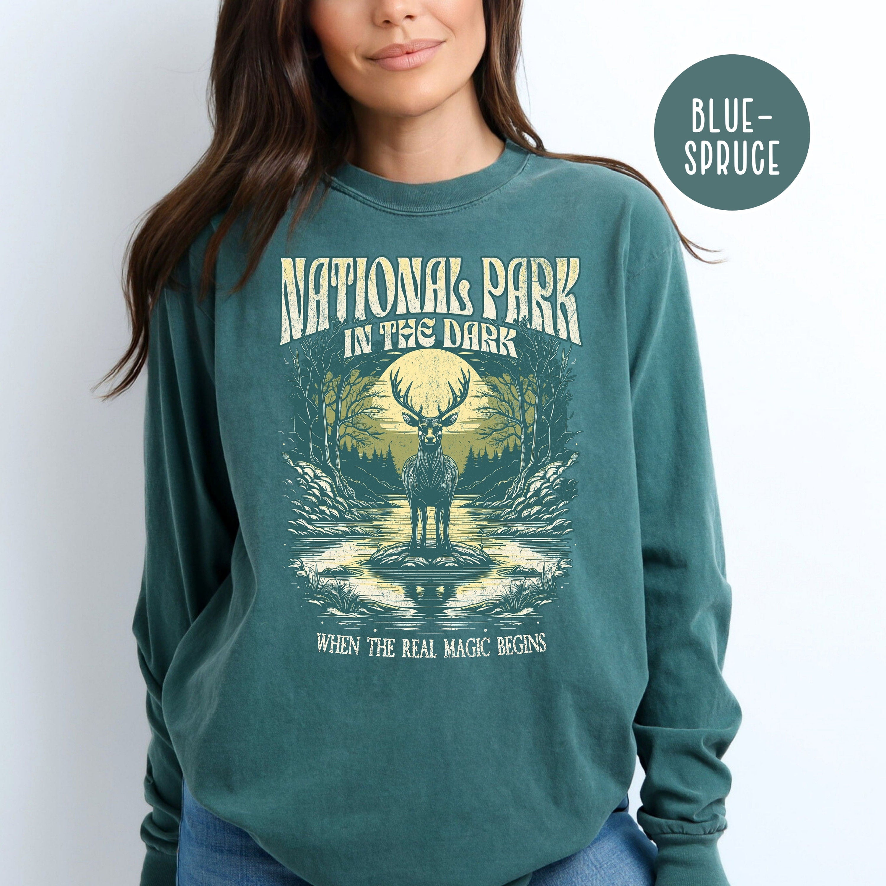 National Park In The Dark Grunge Style Comfort Colors® Long Sleeve Tee