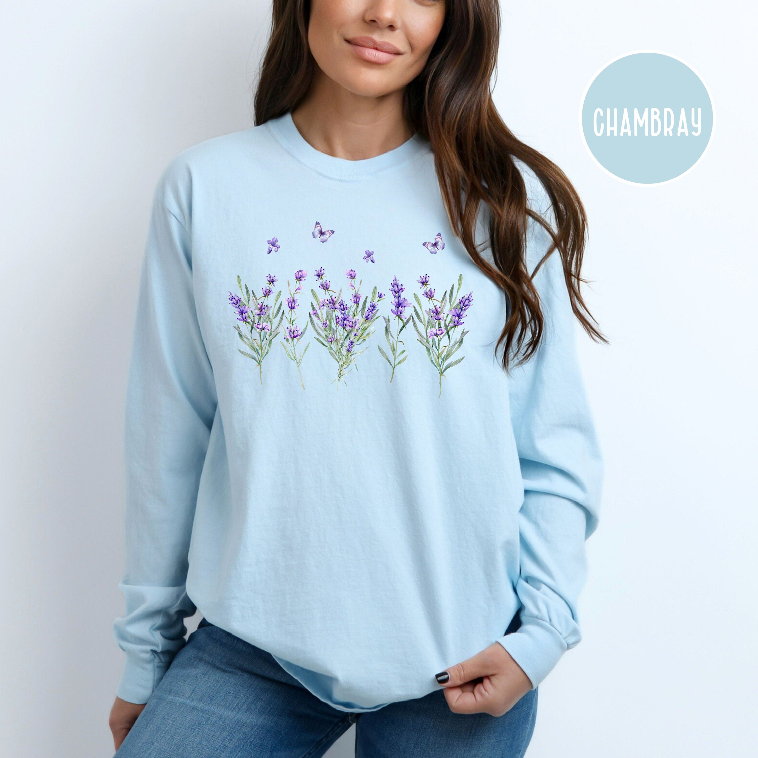 Lavendar Wildflowers Comfort Colors® Long Sleeve Tee