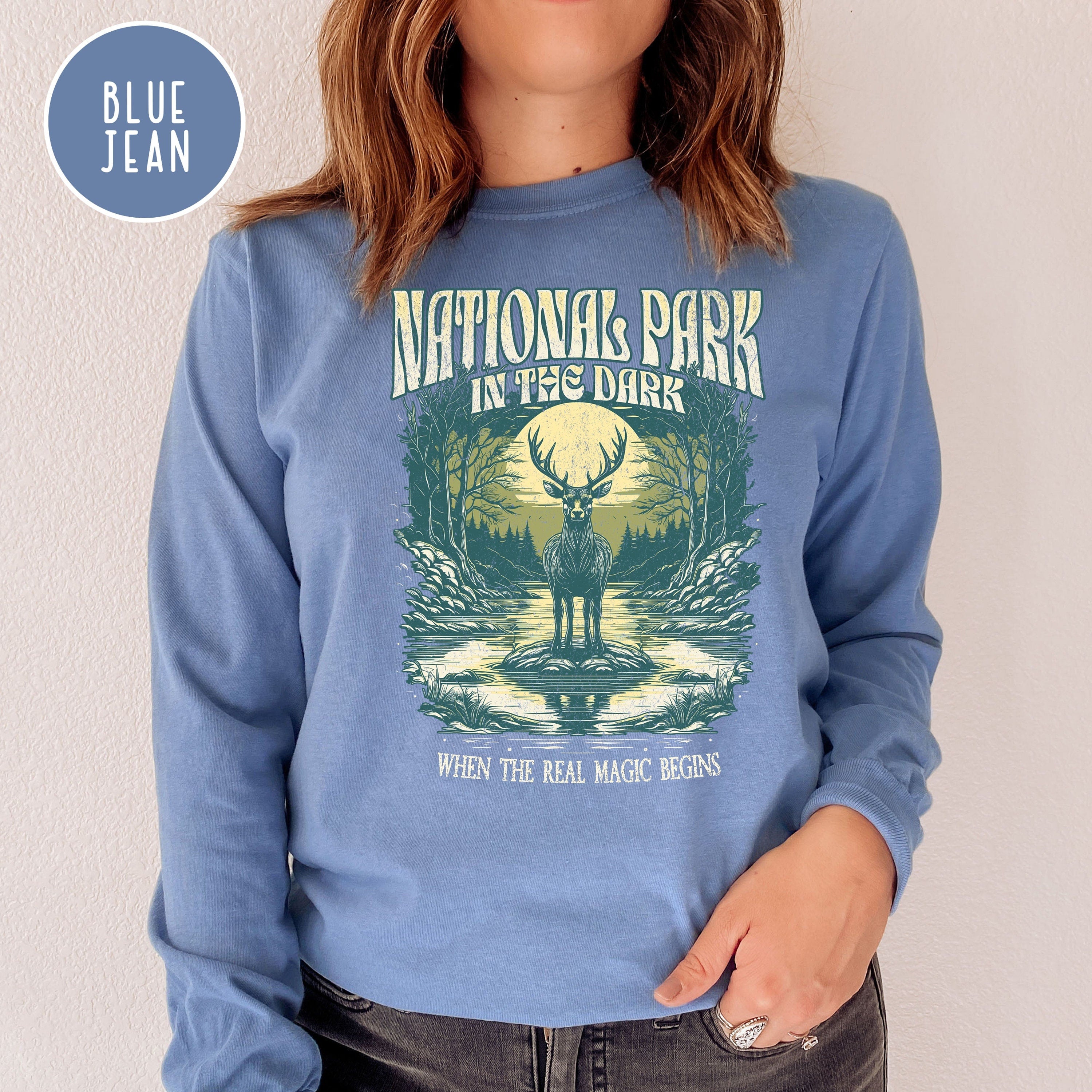 National Park In The Dark Grunge Style Comfort Colors® Long Sleeve Tee