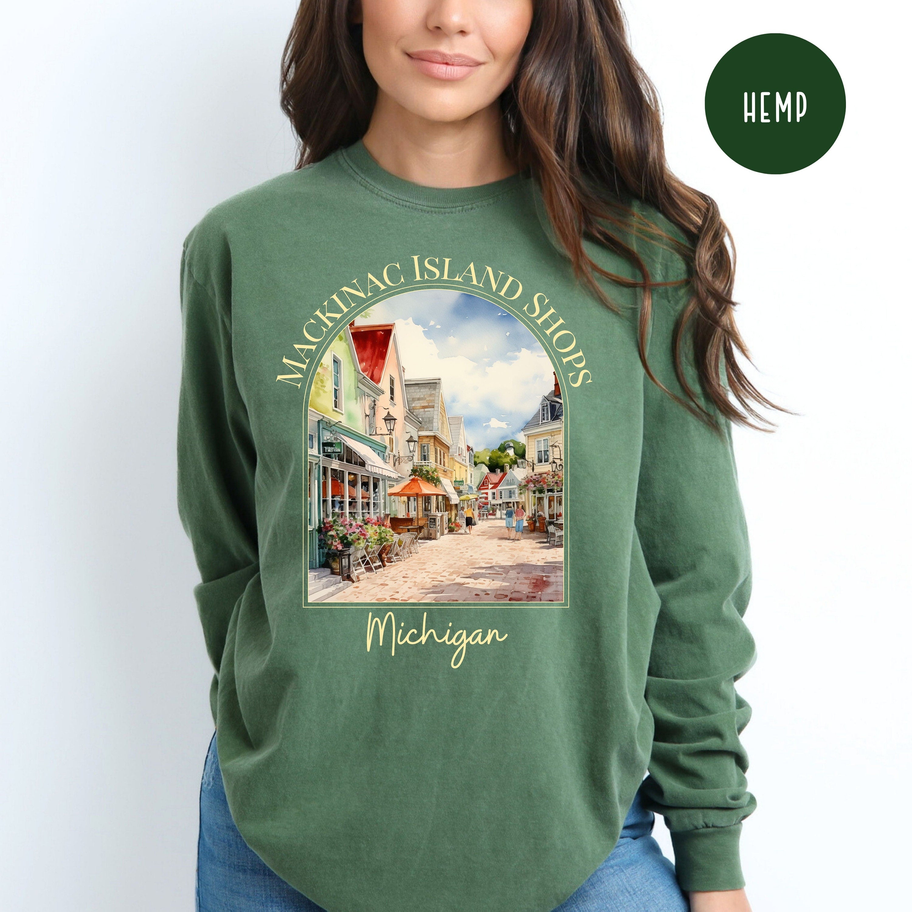 Mackinac Island Michigan Comfort Colors Long Sleeve Tee