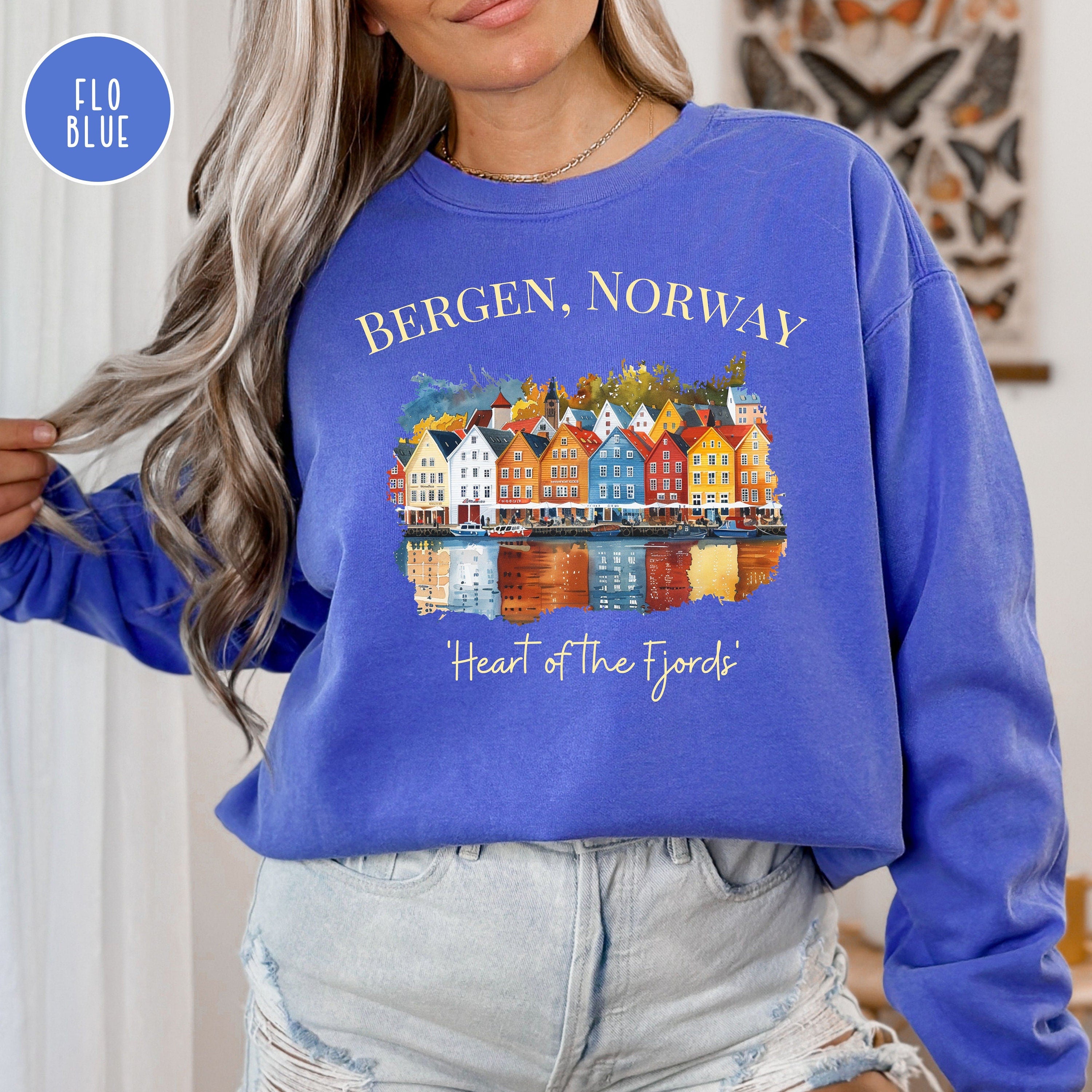 Bergen Norway Comfort Colors® Sweatshirt, Heart of the Fjords