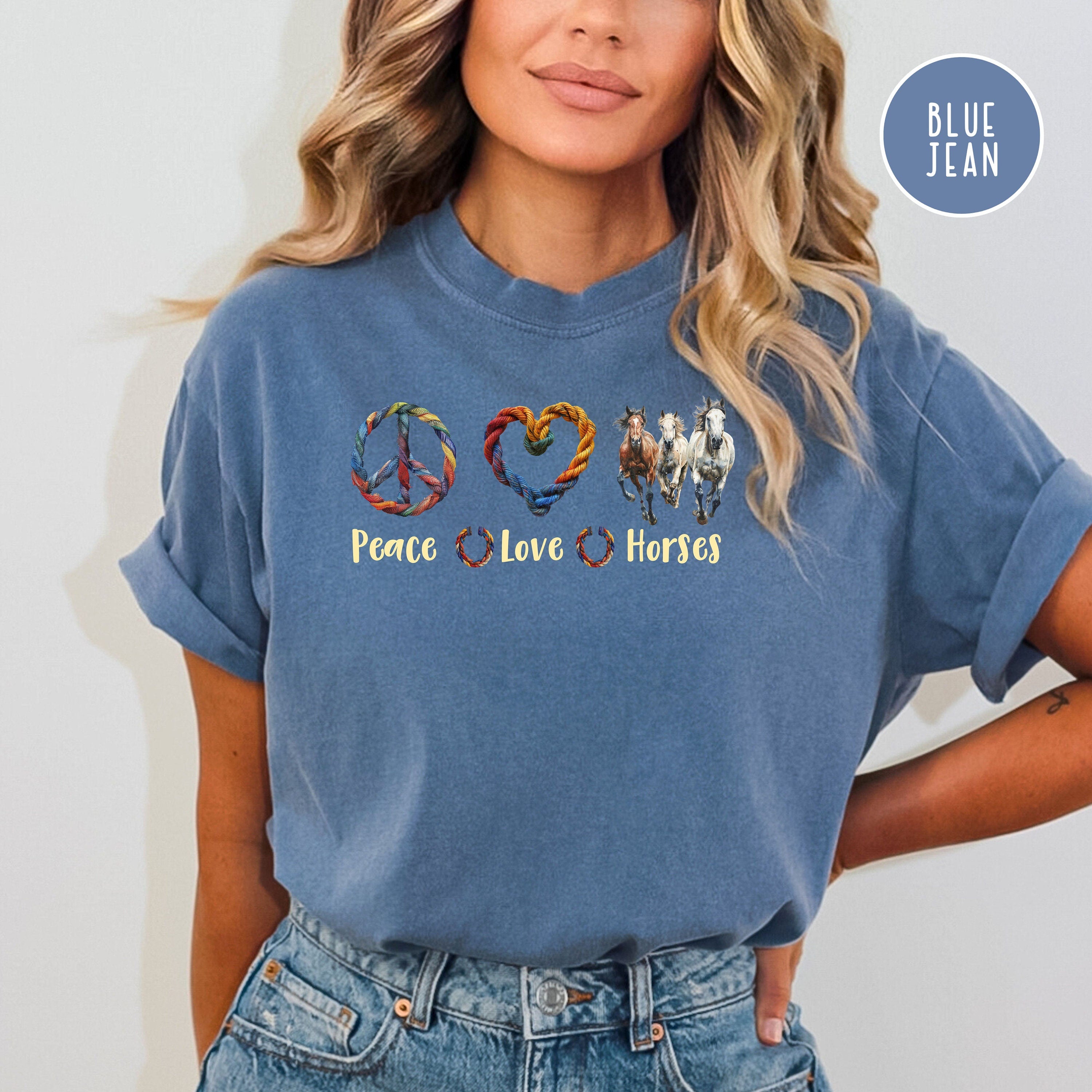 Peace Love Horses Comfort Colors® Horse Lover Gift Tee