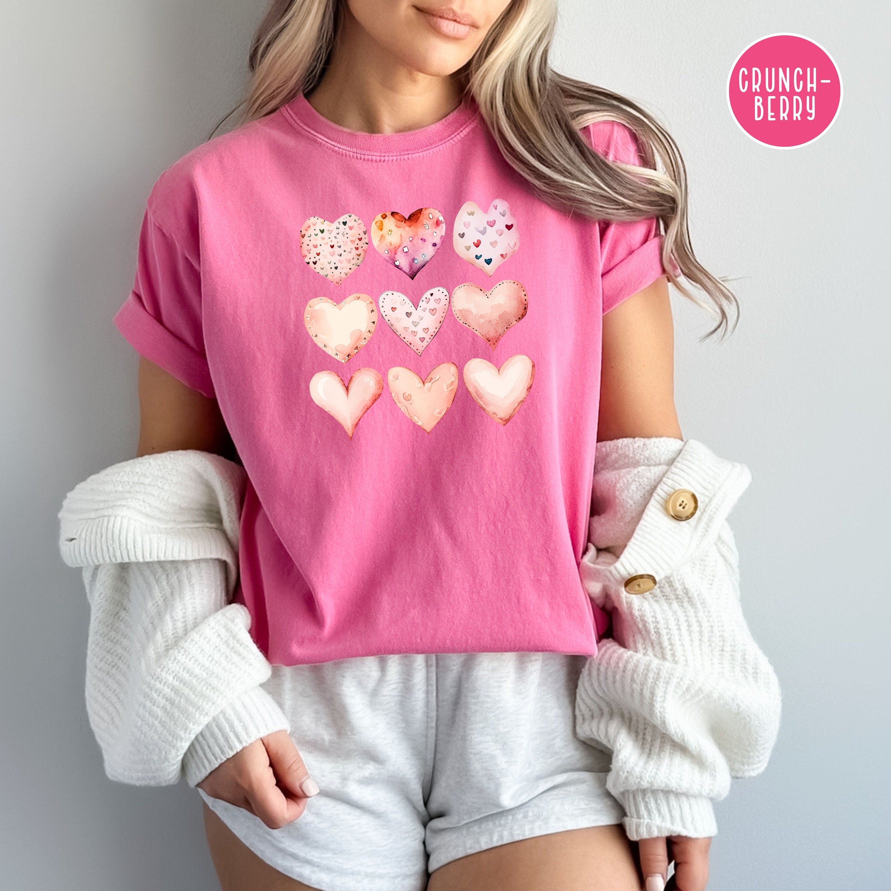 Pink Coquette Jeweled Hearts Comfort Colors® Tee