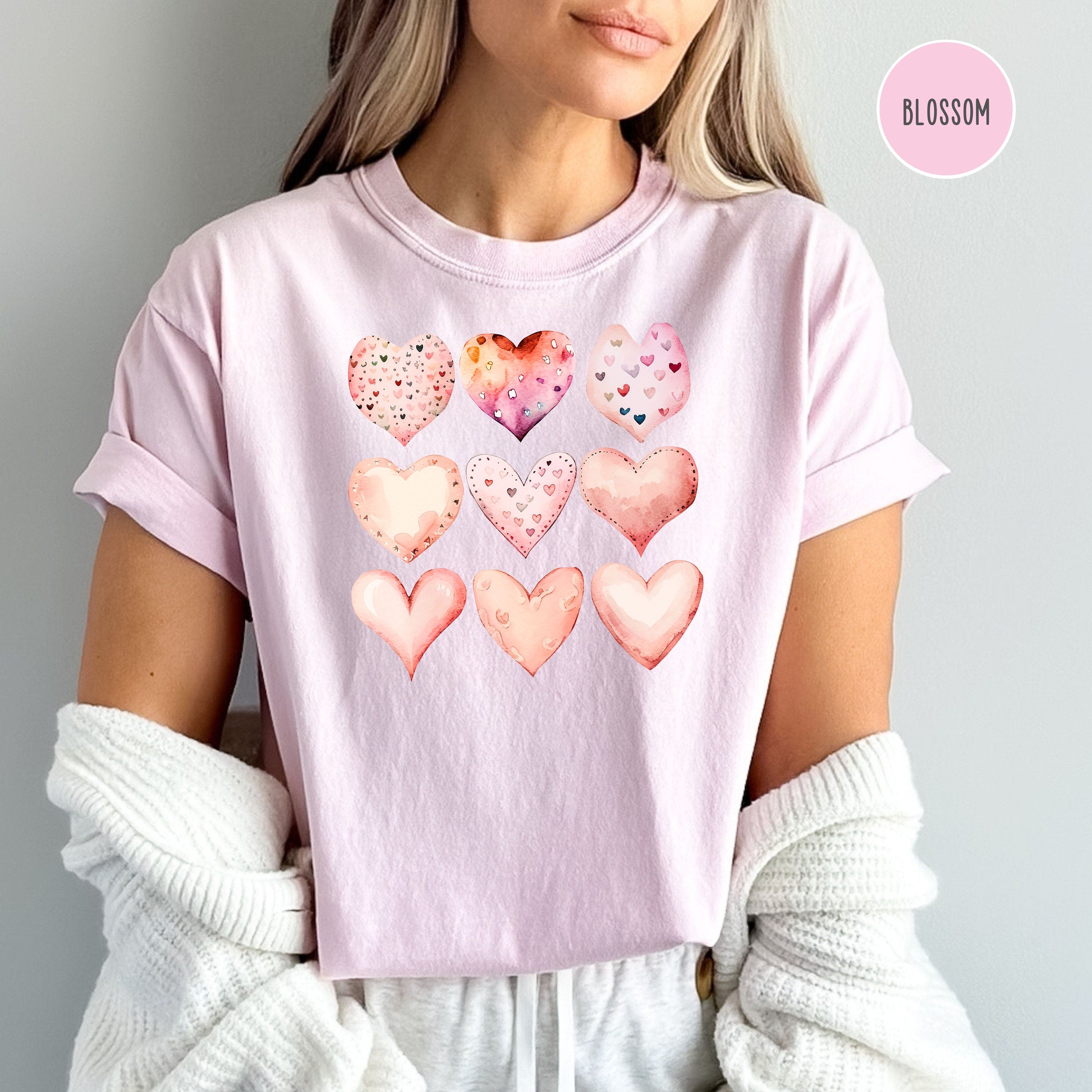 Pink Coquette Jeweled Hearts Comfort Colors® Tee