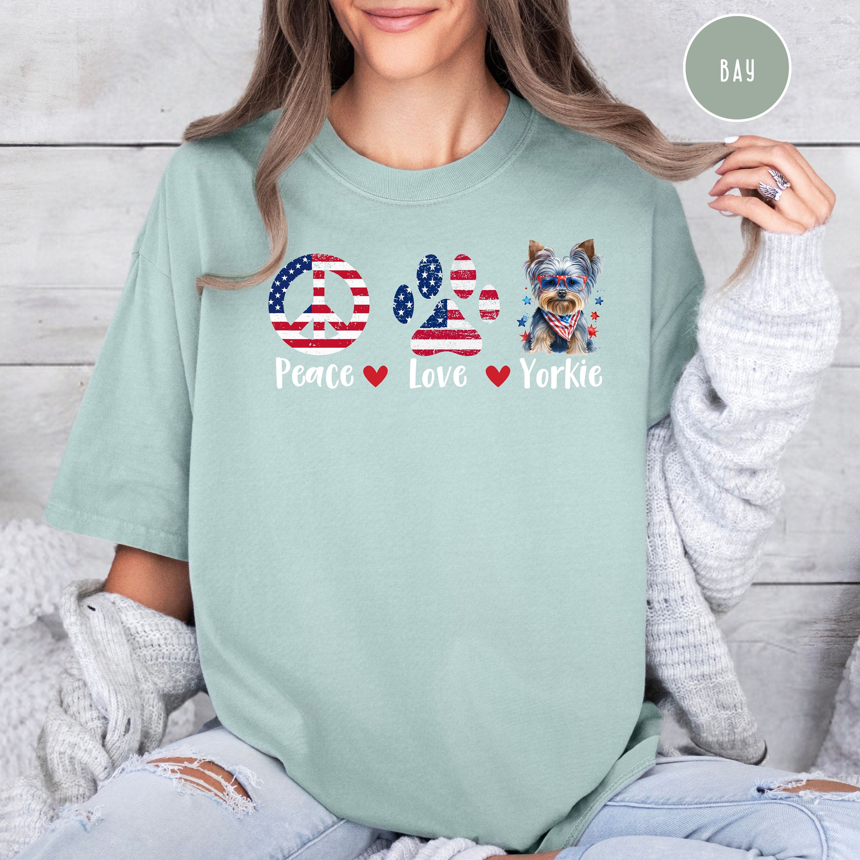 Peace Love Yorkie Patriotic Comfort Colors® Tee