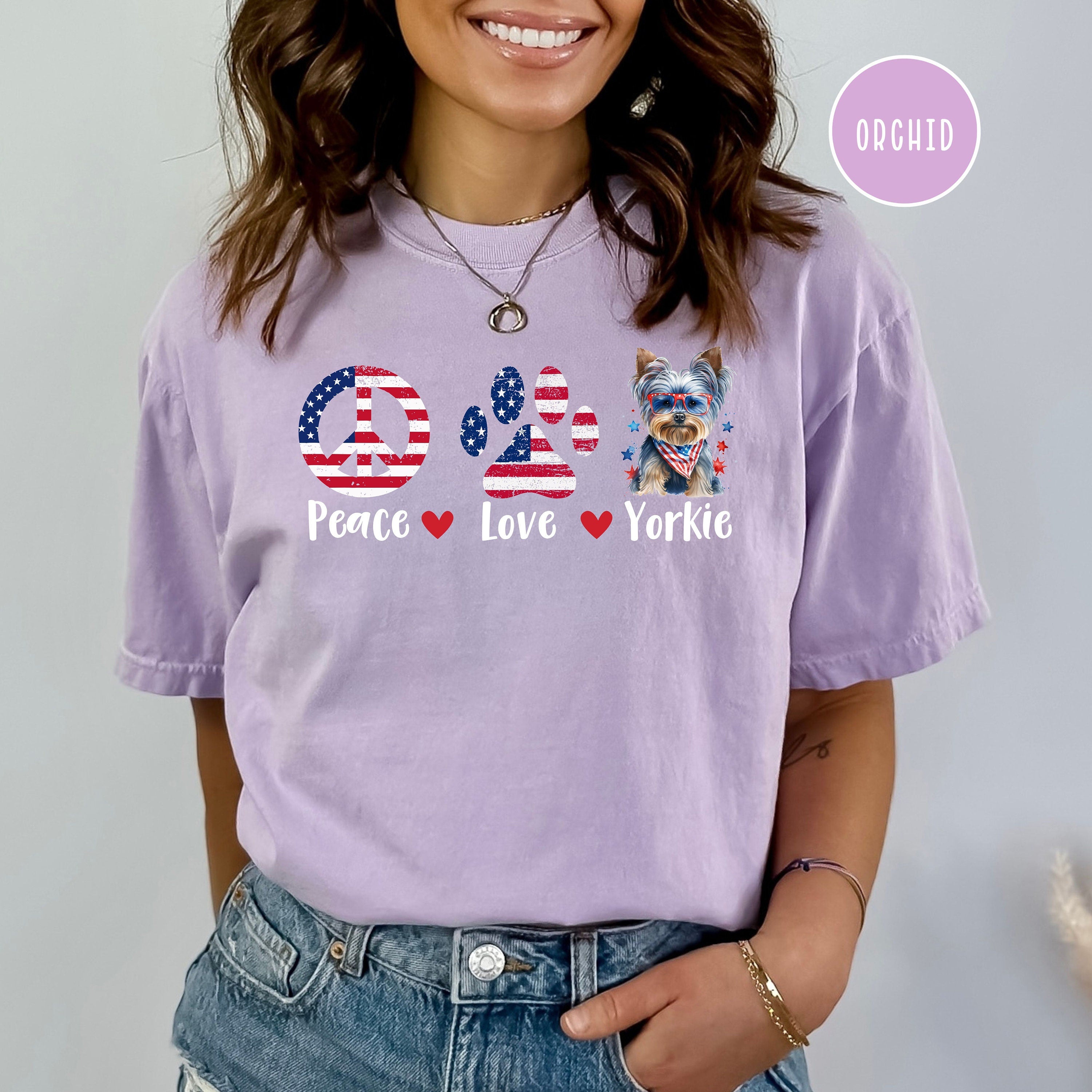 Peace Love Yorkie Patriotic Comfort Colors® Tee