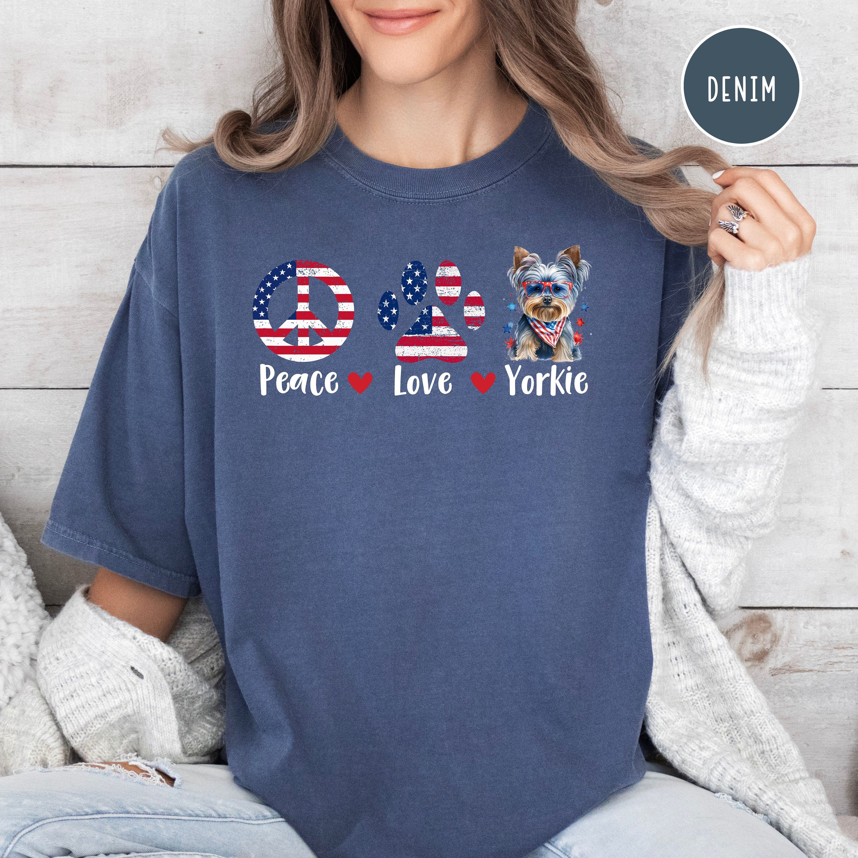 Peace Love Yorkie Patriotic Comfort Colors® Tee