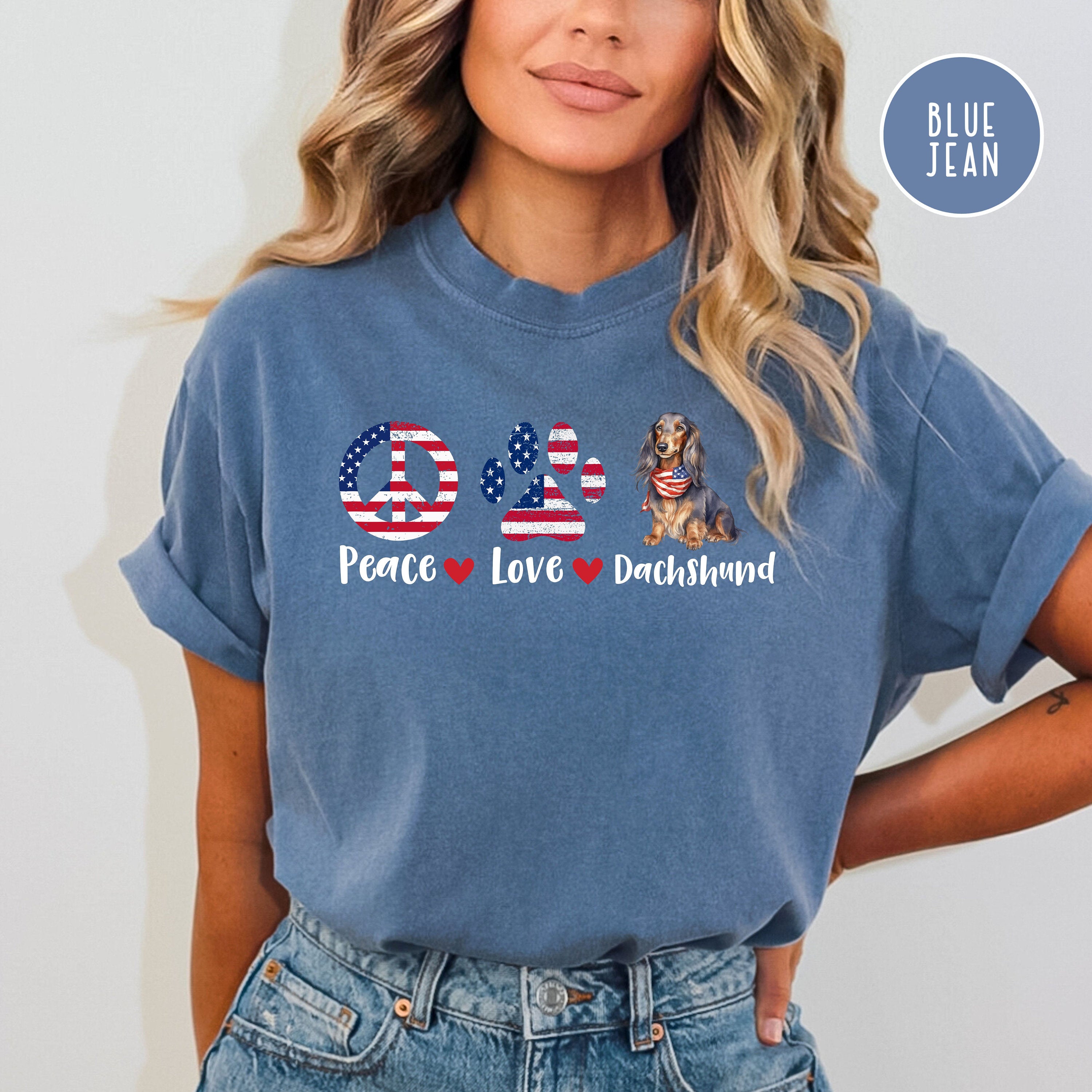 Peace Love Dachshund 4th of July Comfort Colors® Tee