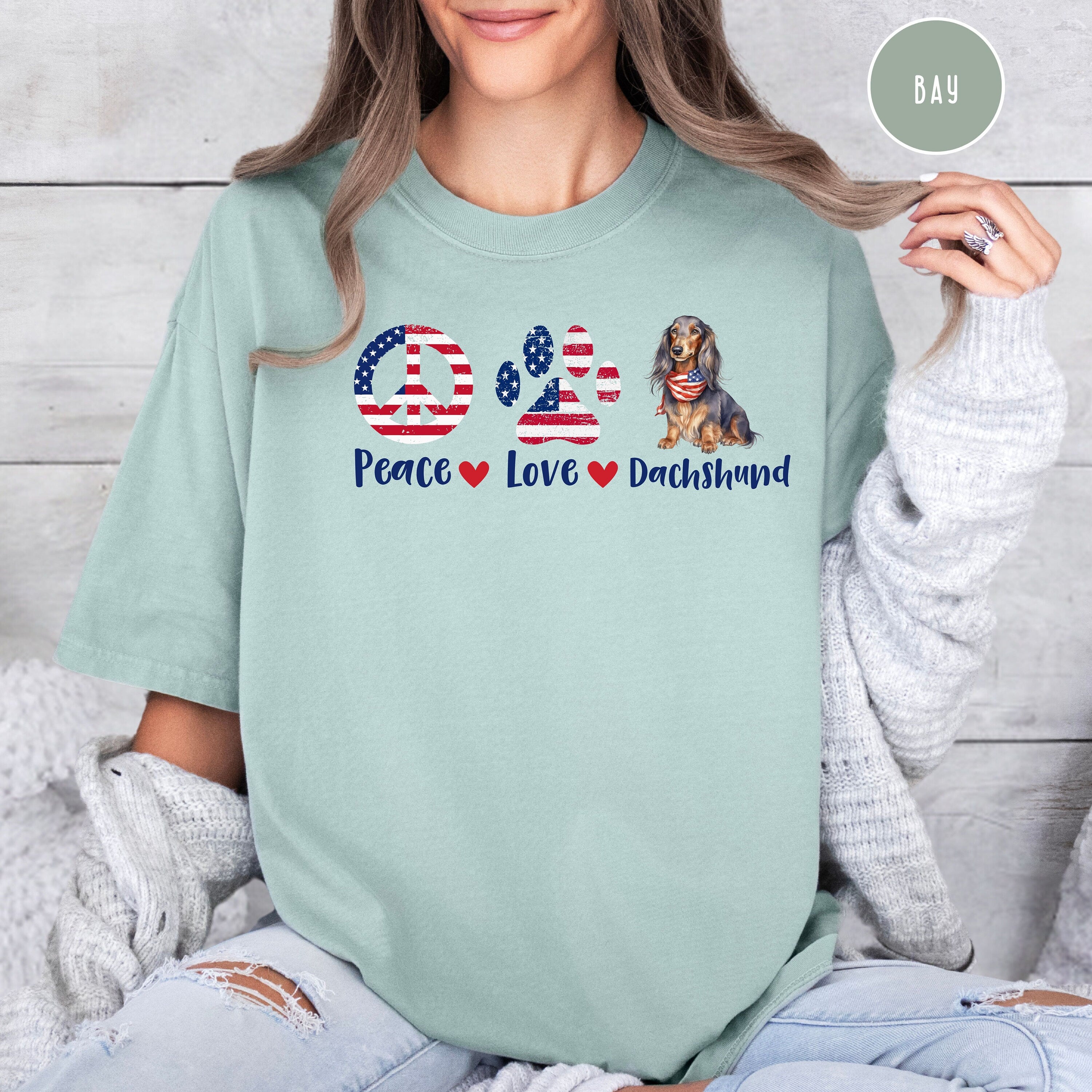 Peace Love Dachshund 4th of July Comfort Colors® Tee