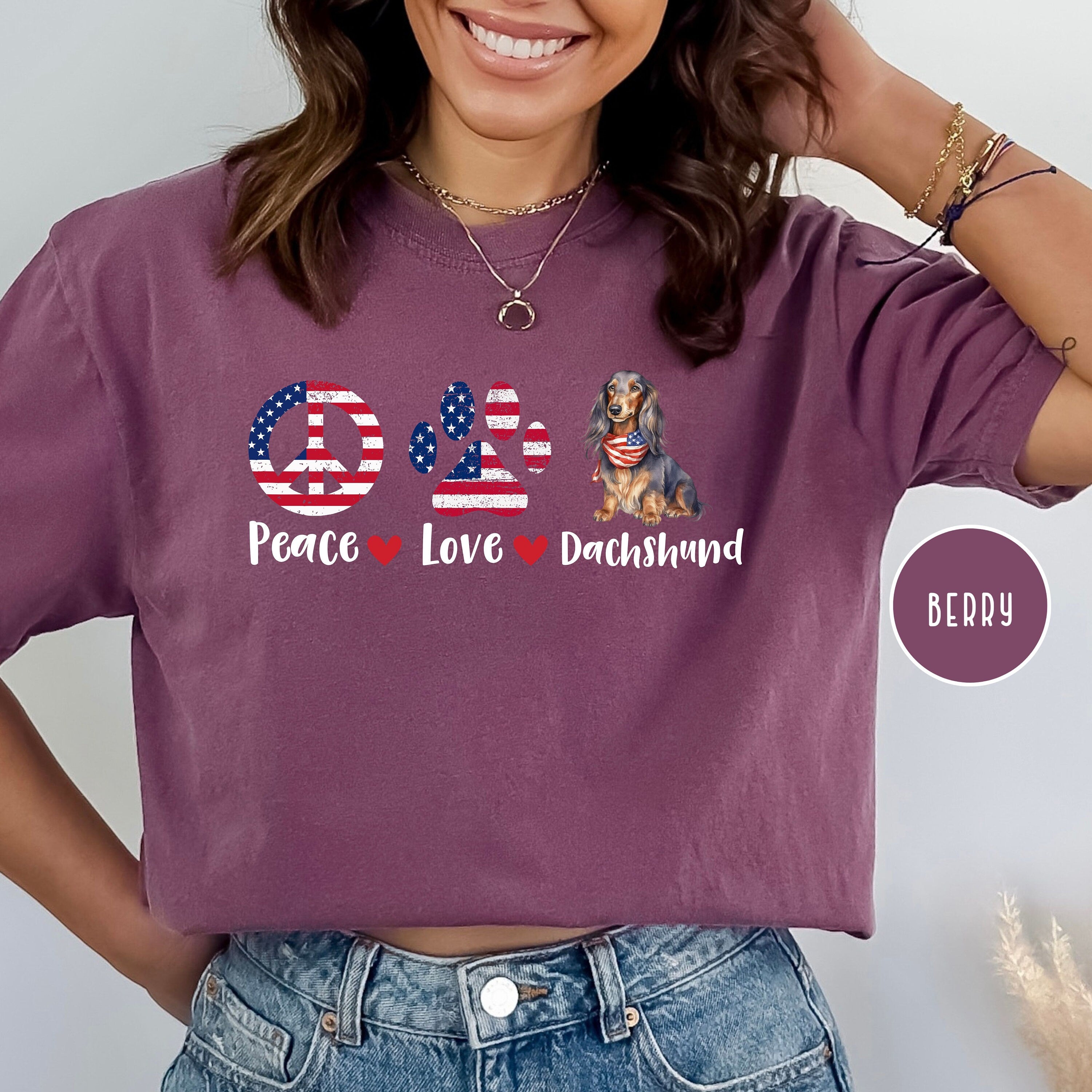 Peace Love Dachshund 4th of July Comfort Colors® Tee