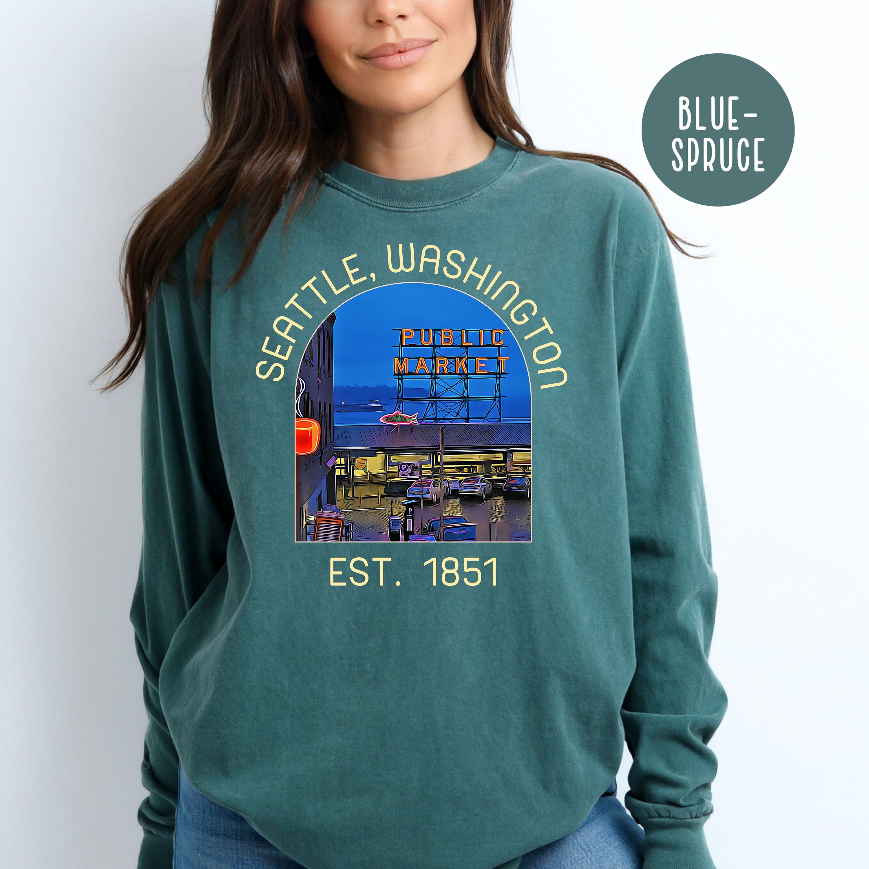 Seattle Washington Public Market Comfort Colors® Long Sleeve Tee