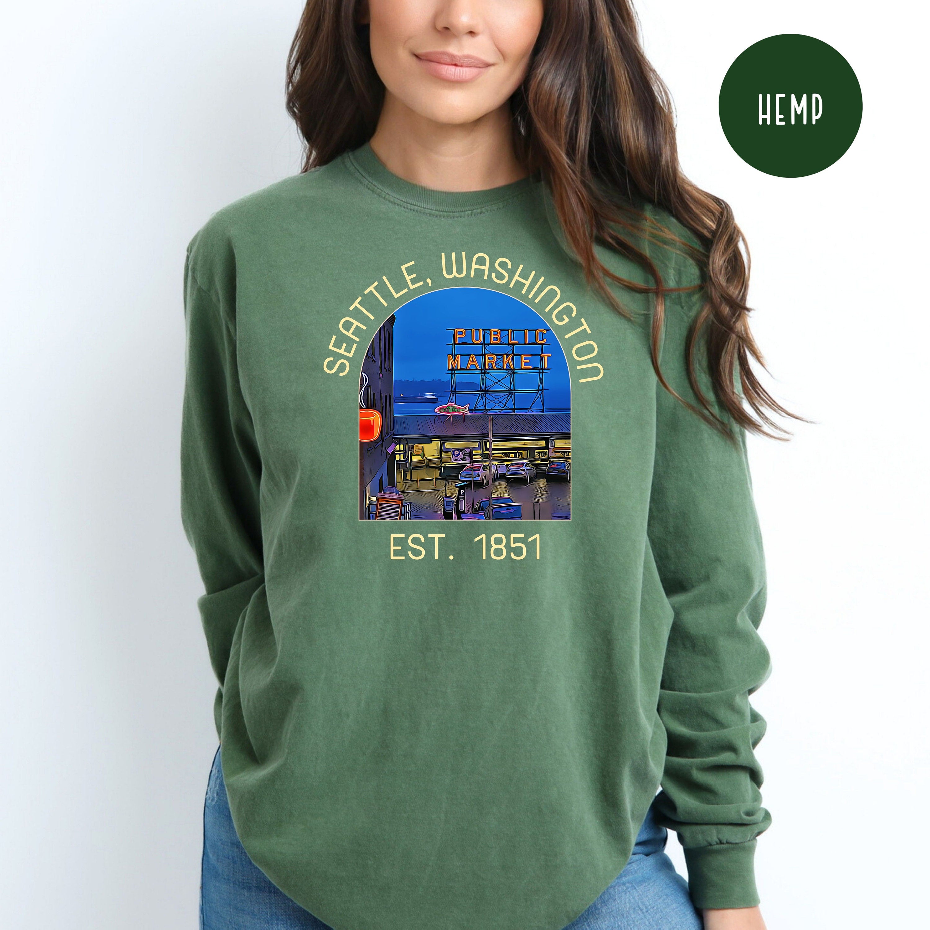Seattle Washington Public Market Comfort Colors® Long Sleeve Tee