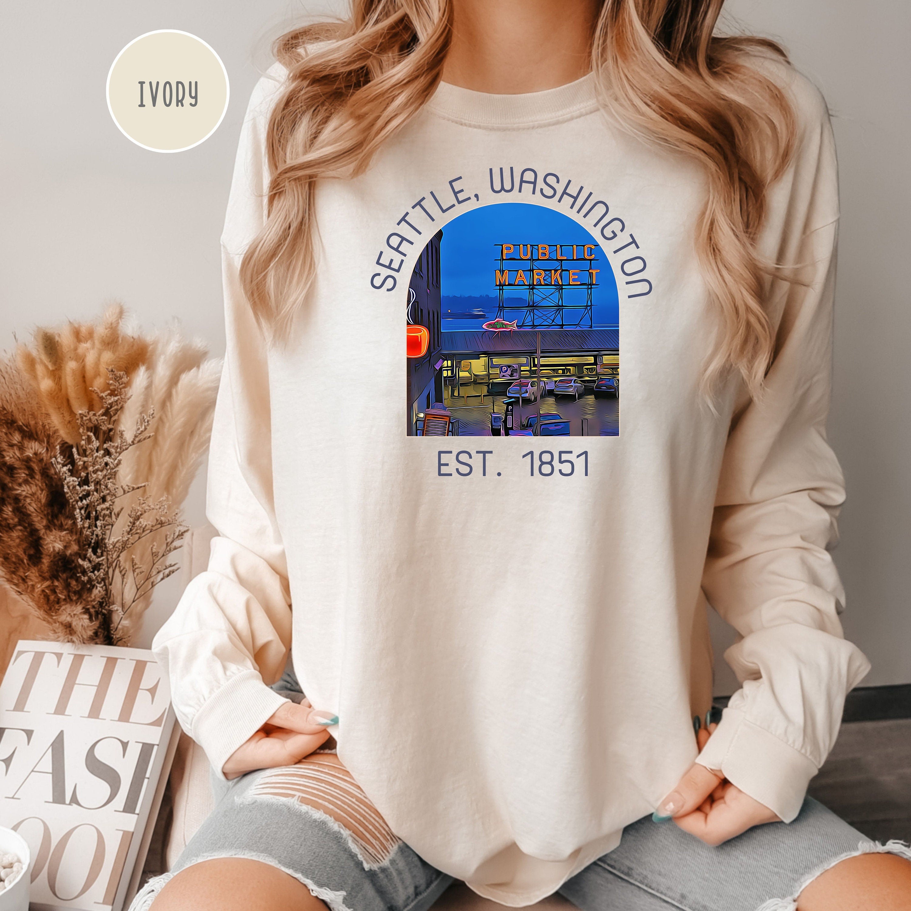 Seattle Washington Public Market Comfort Colors® Long Sleeve Tee