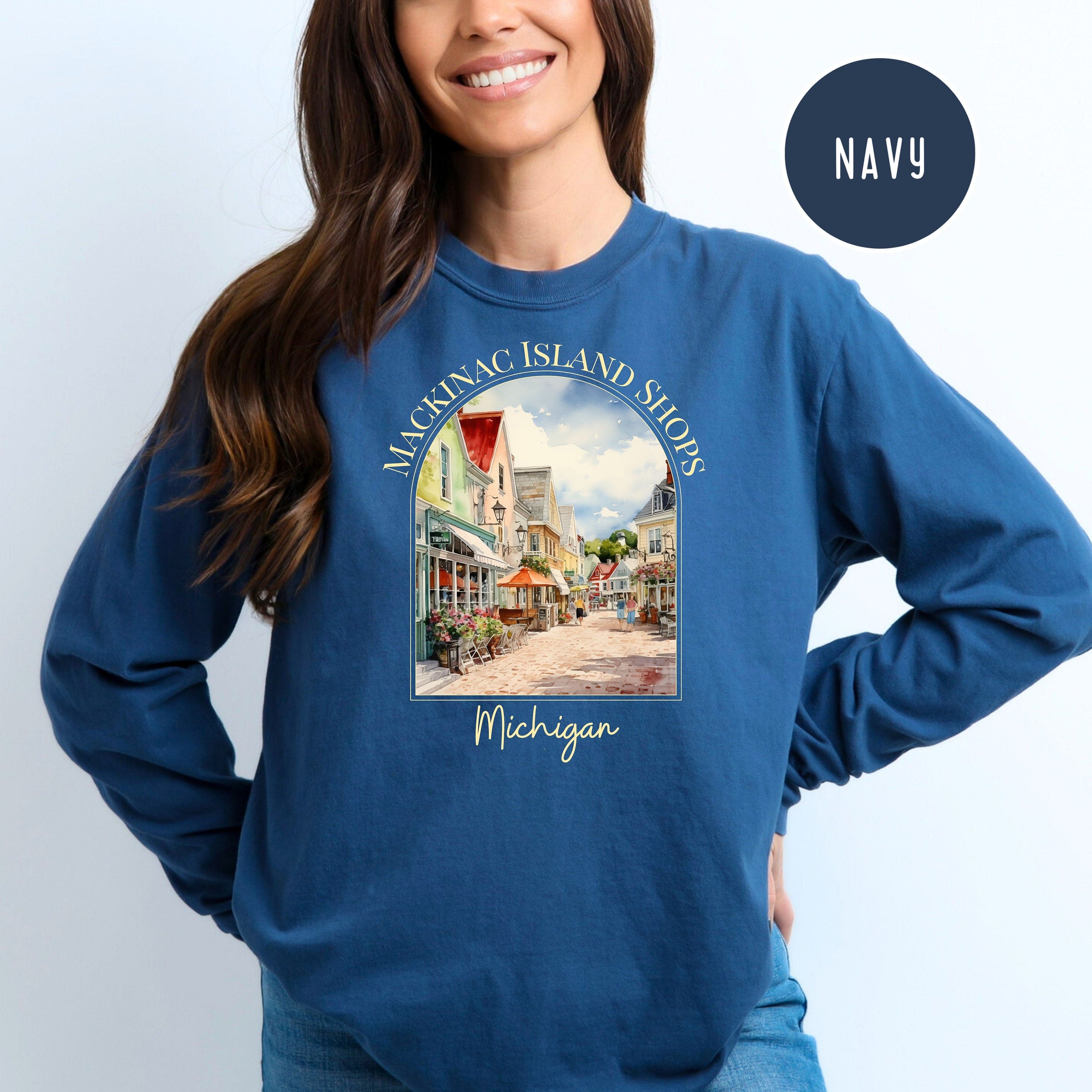 Mackinac Island Michigan Comfort Colors Long Sleeve Tee