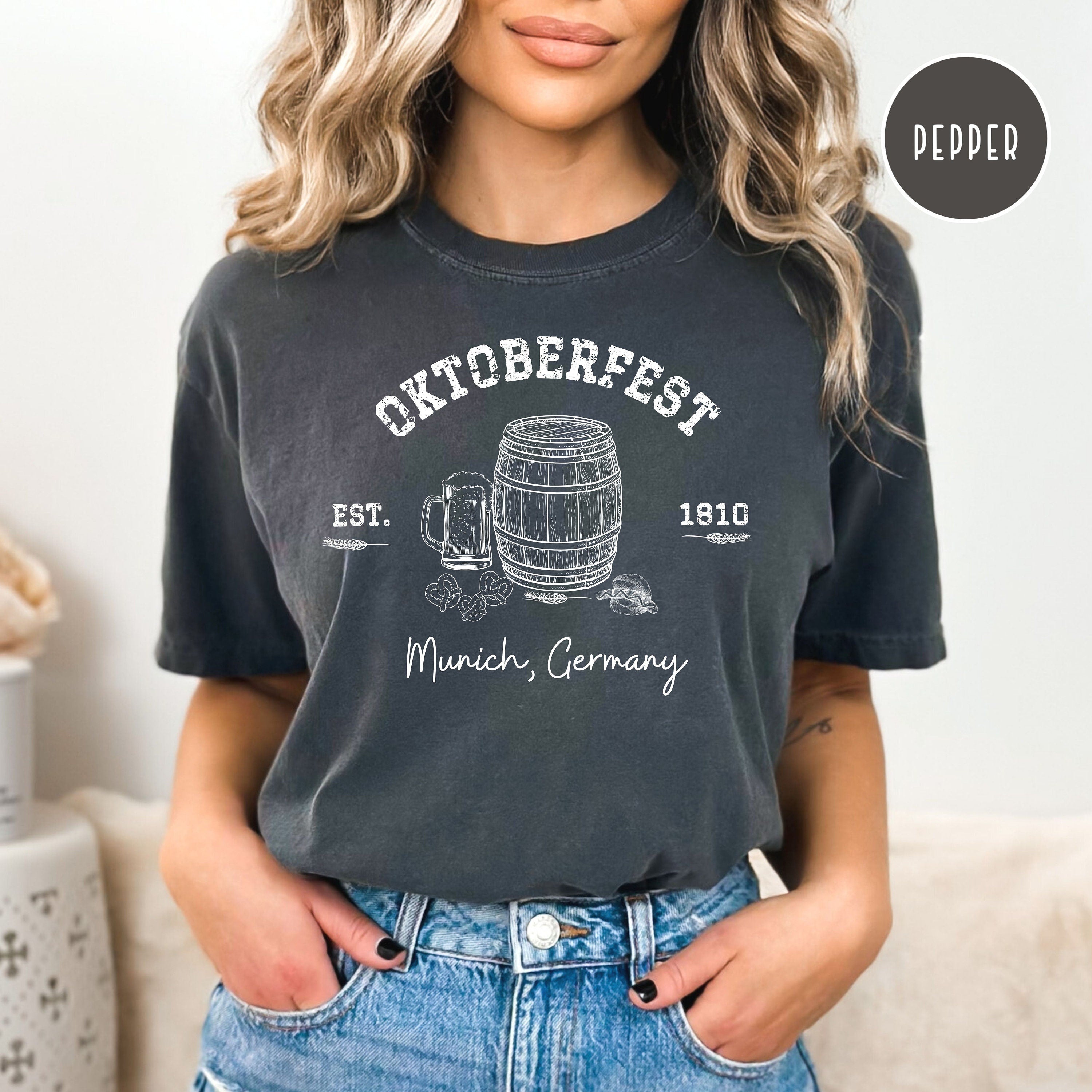 Oktoberfest Grunge Style Beer and Pretzels Comfort Colors® Tee