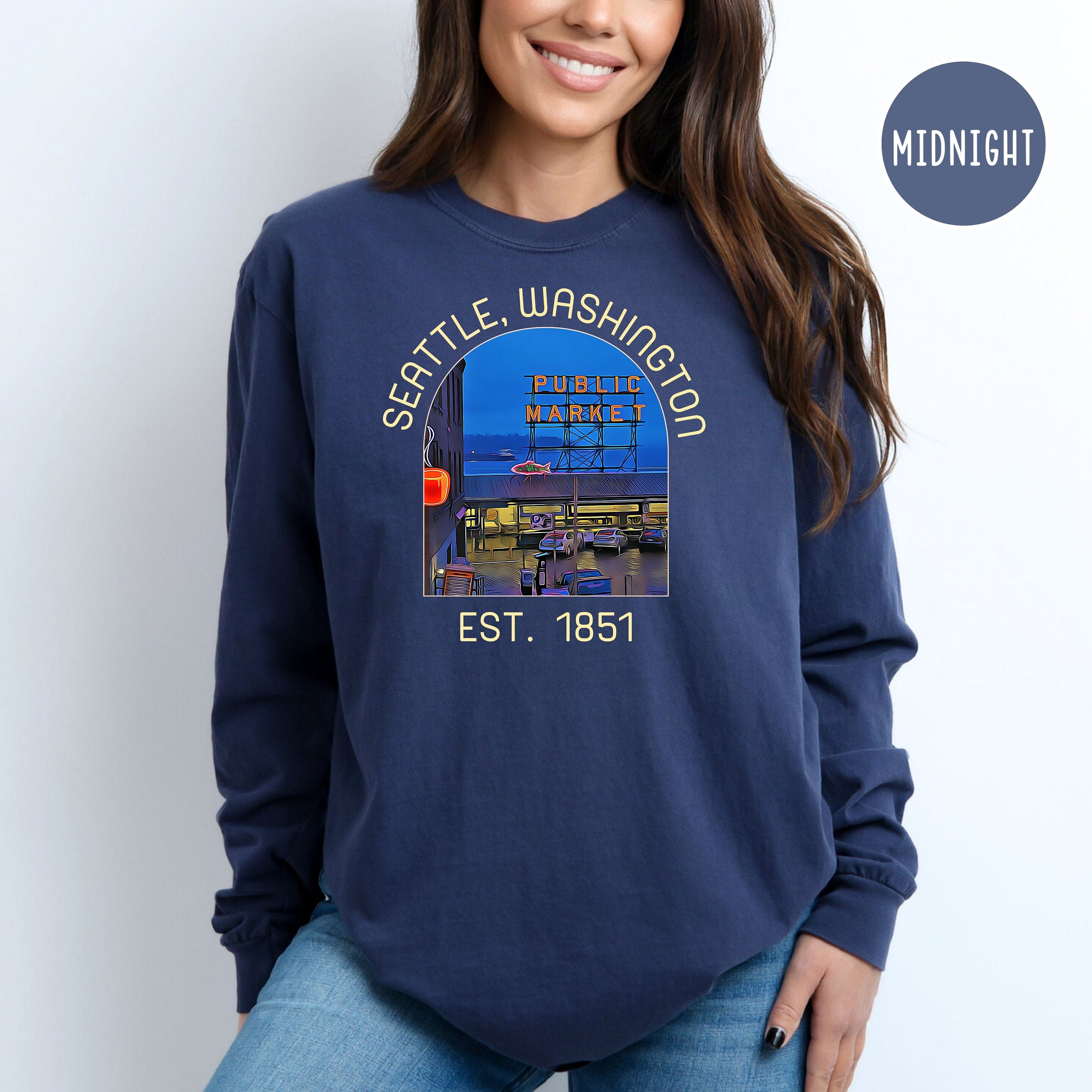 Seattle Washington Public Market Comfort Colors® Long Sleeve Tee